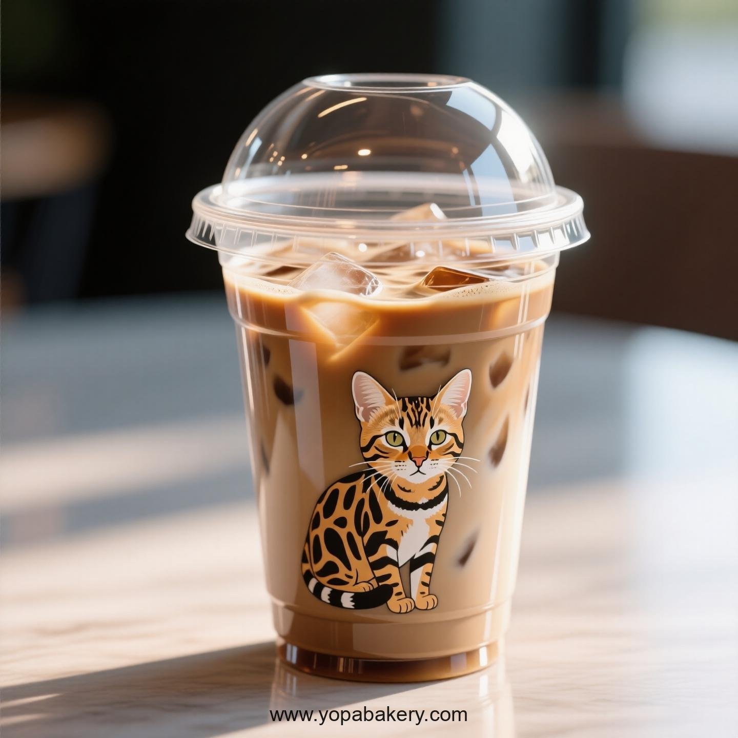Serengeti cat Themed Clear Plastic Cups - Disposable PP & PET Coffee Cups with Lids
