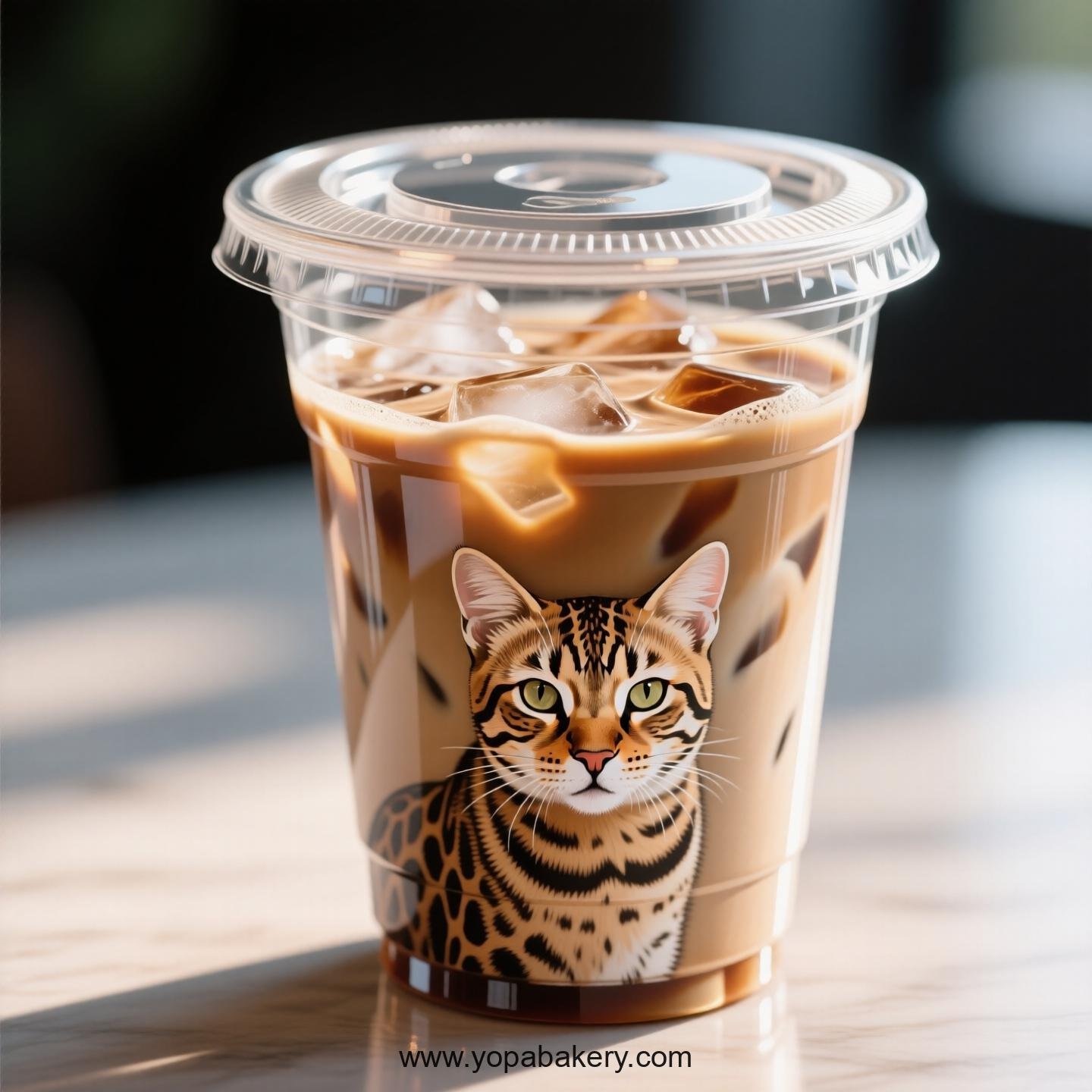 Serengeti cat Themed Clear Plastic Cups - Disposable PP & PET Coffee Cups with Lids