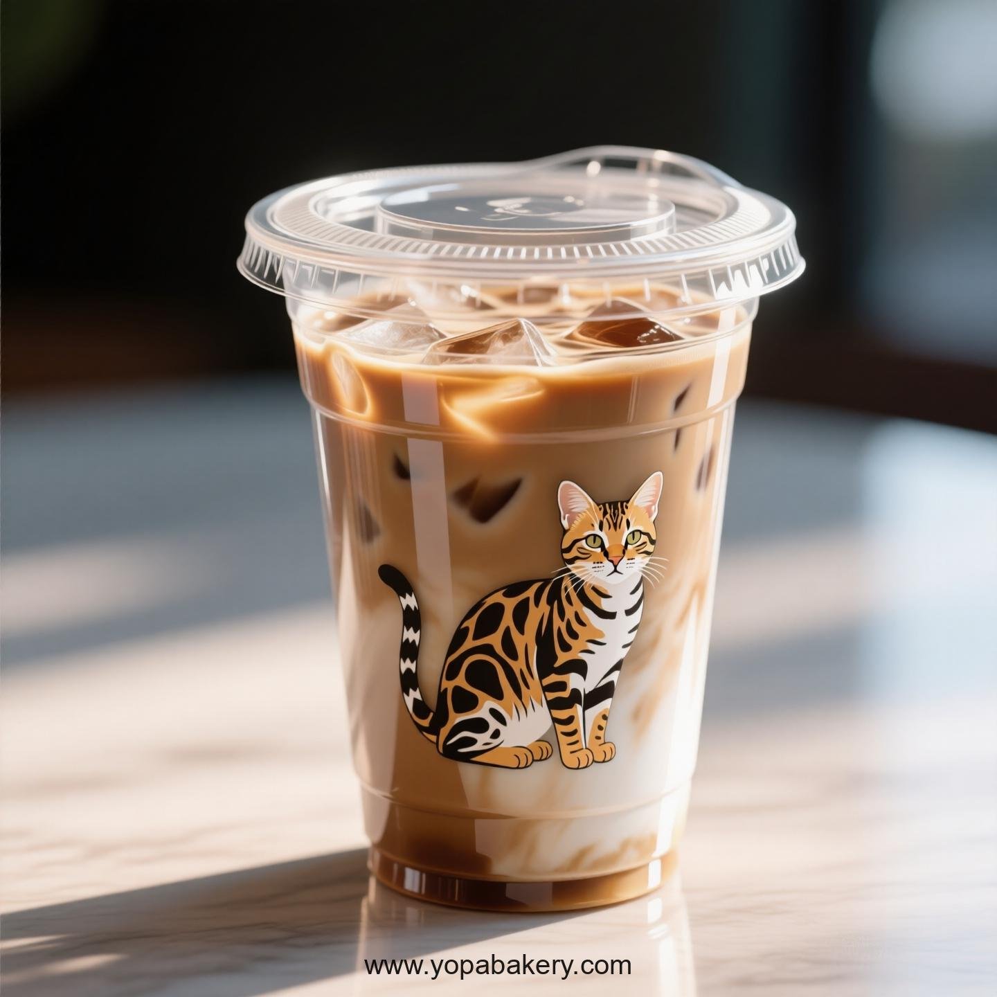 Serengeti cat Themed Clear Plastic Cups - Disposable PP & PET Coffee Cups with Lids