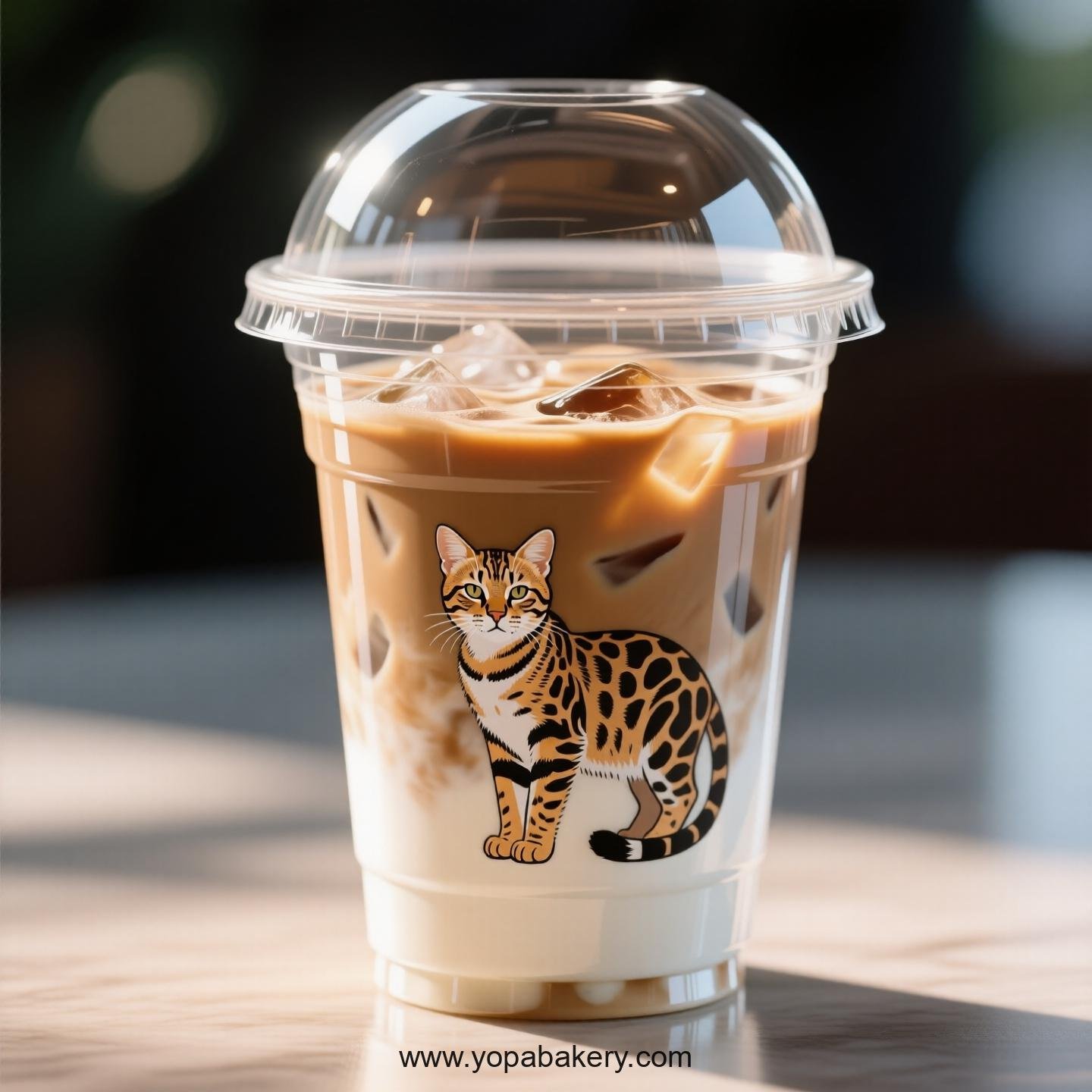 Serengeti cat Themed Clear Plastic Cups - Disposable PP & PET Coffee Cups with Lids