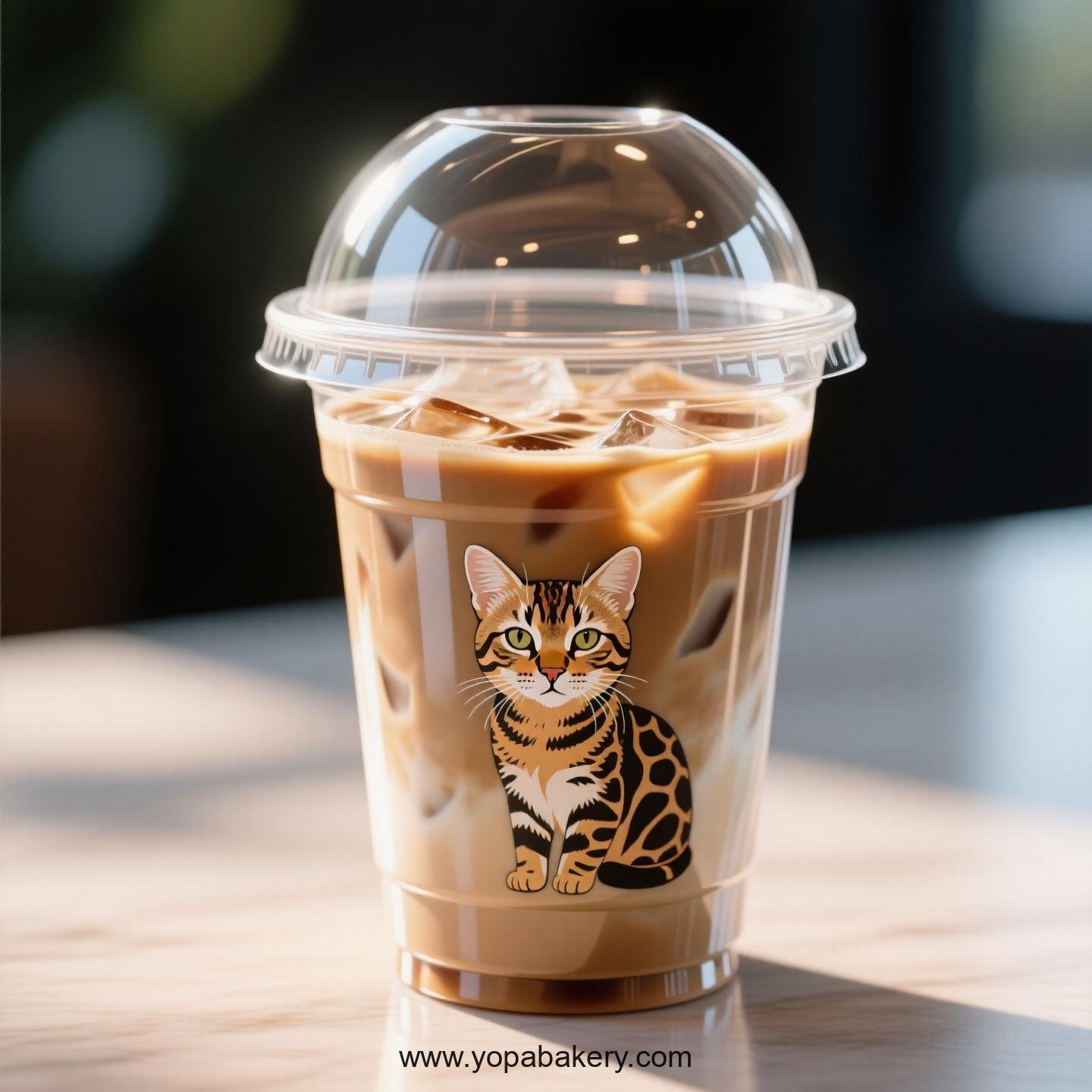 Serengeti cat Themed Clear Plastic Cups - Disposable PP & PET Coffee Cups with Lids