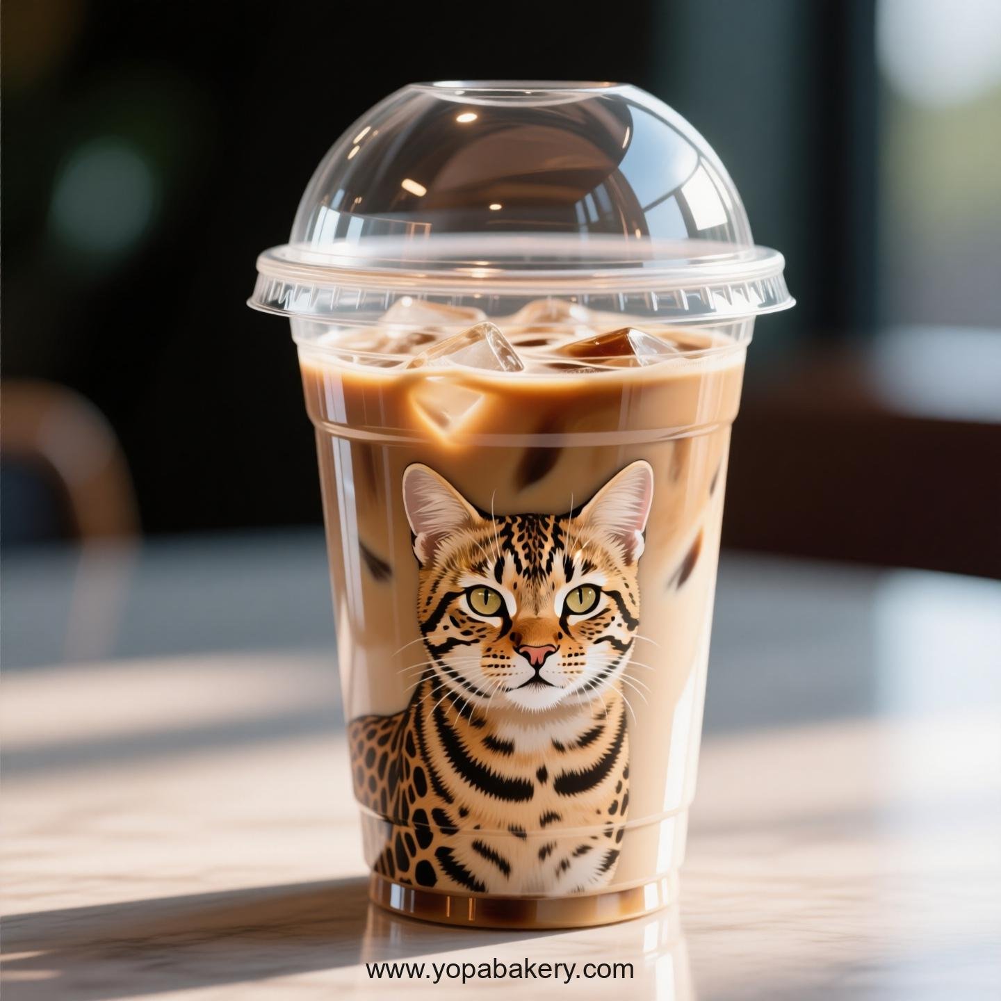 Serengeti cat Themed Clear Plastic Cups - Disposable PP & PET Coffee Cups with Lids