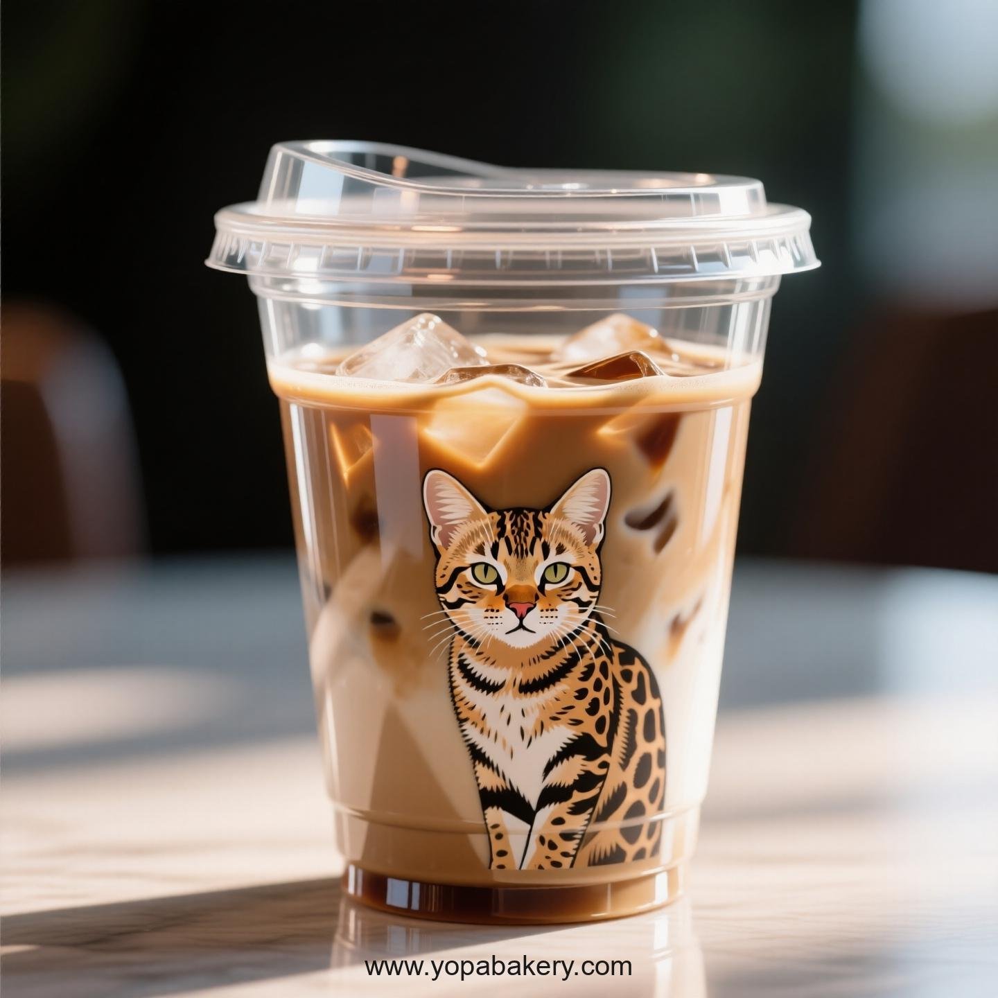 Serengeti cat Themed Clear Plastic Cups - Disposable PP & PET Coffee Cups with Lids