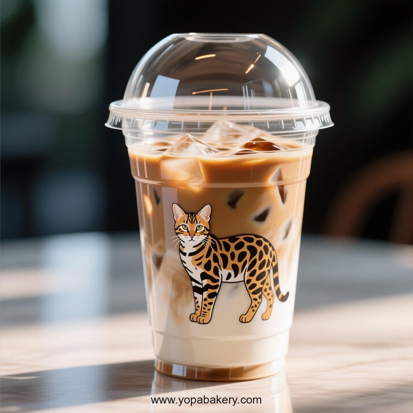 Serengeti cat Themed Clear Plastic Cups - Disposable PP & PET Coffee Cups with Lids