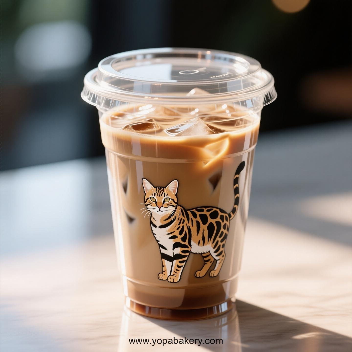 Serengeti cat Themed Clear Plastic Cups - Disposable PP & PET Coffee Cups with Lids
