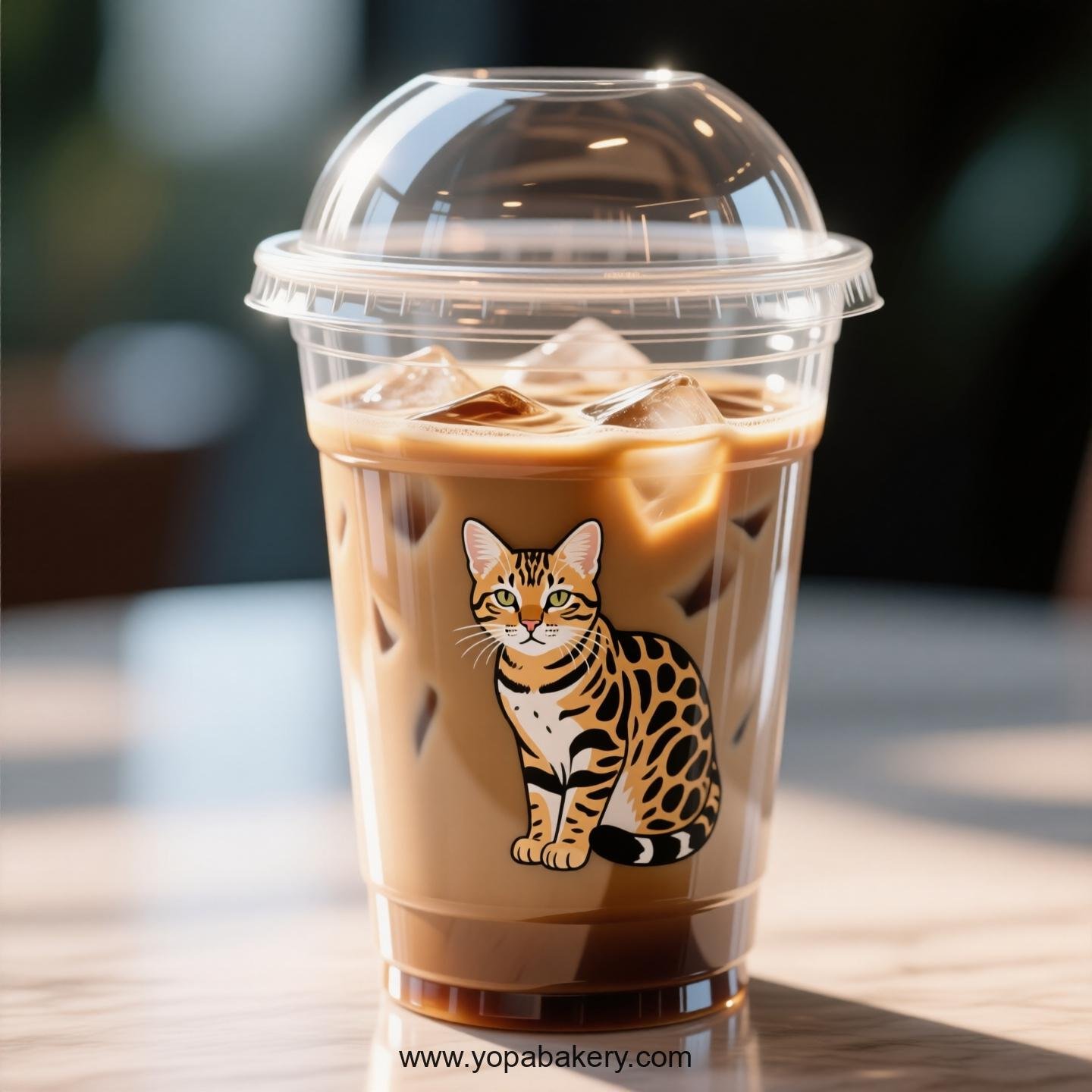 Serengeti cat Themed Clear Plastic Cups - Disposable PP & PET Coffee Cups with Lids