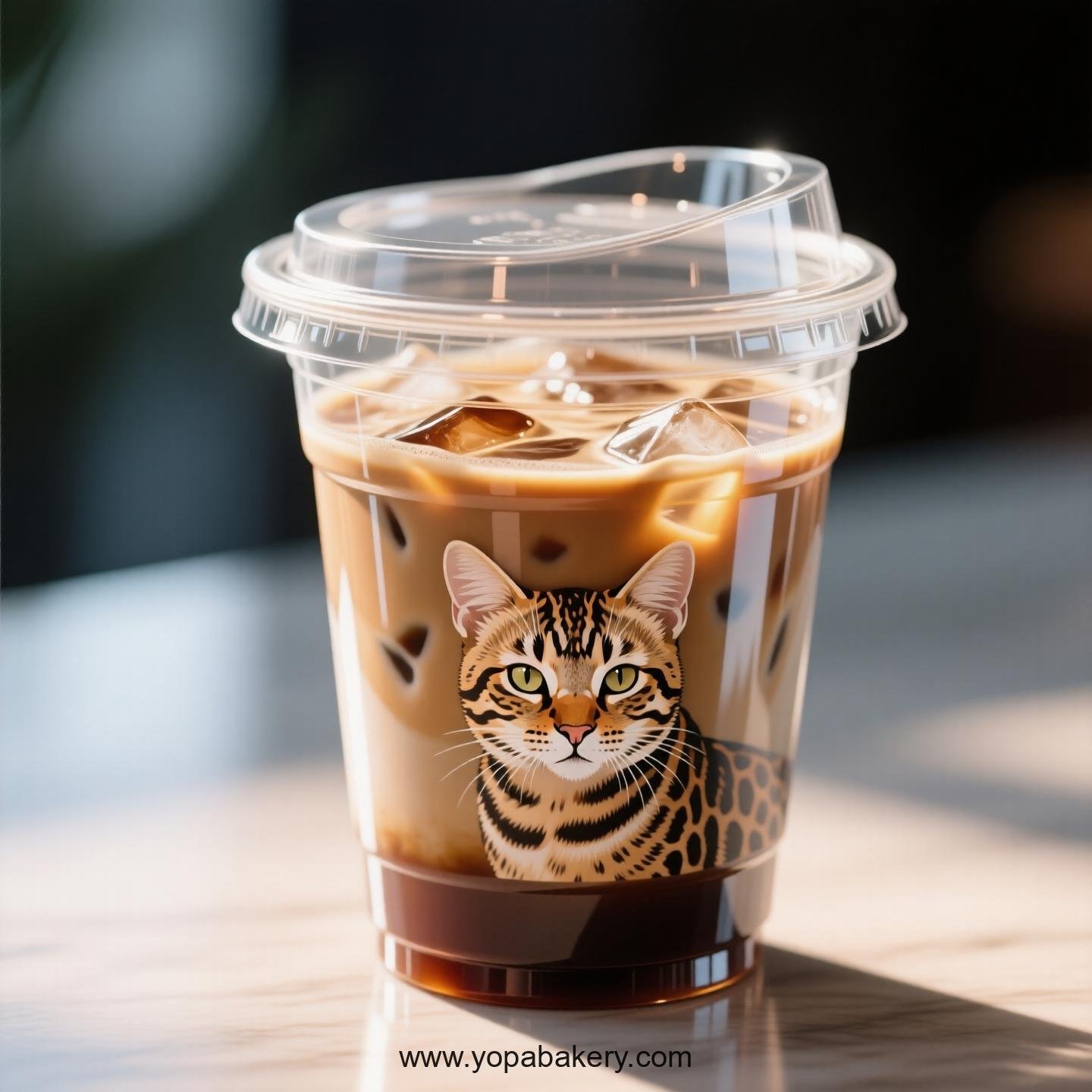 Serengeti cat Themed Clear Plastic Cups - Disposable PP & PET Coffee Cups with Lids