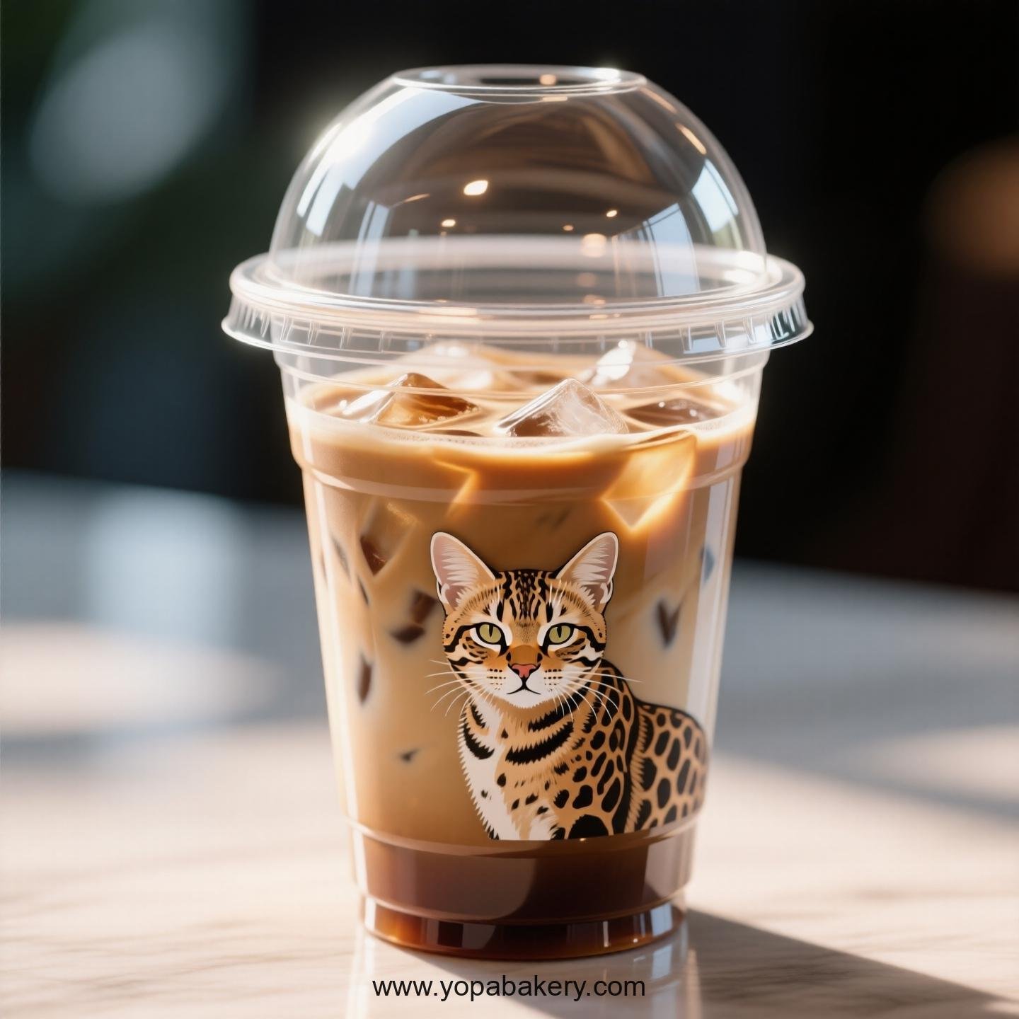 Serengeti cat Themed Clear Plastic Cups - Disposable PP & PET Coffee Cups with Lids