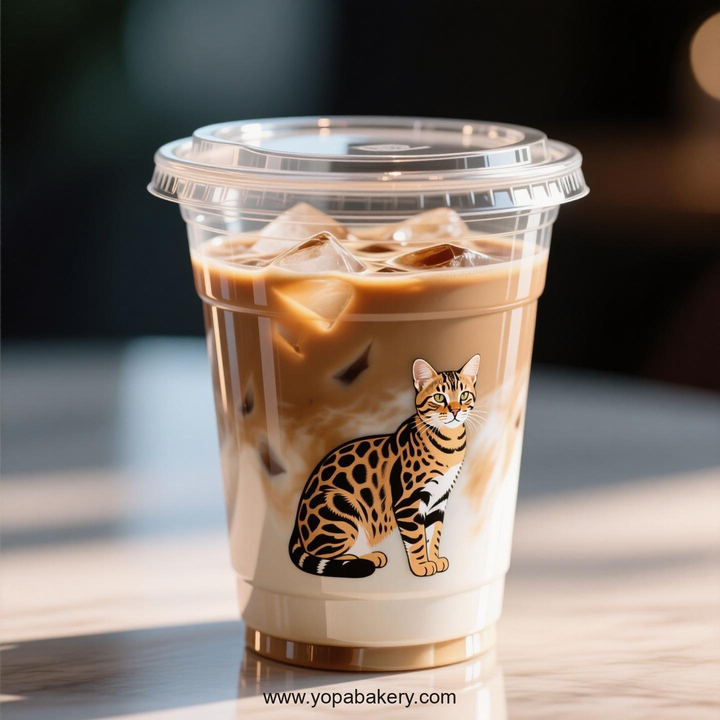 Serengeti cat Themed Clear Plastic Cups - Disposable PP & PET Coffee Cups with Lids