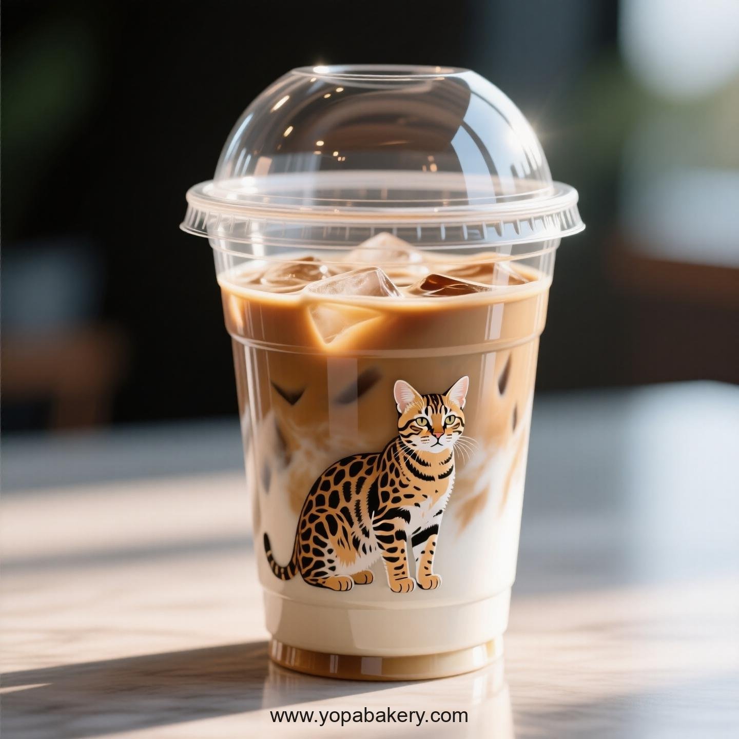 Serengeti cat Themed Clear Plastic Cups - Disposable PP & PET Coffee Cups with Lids