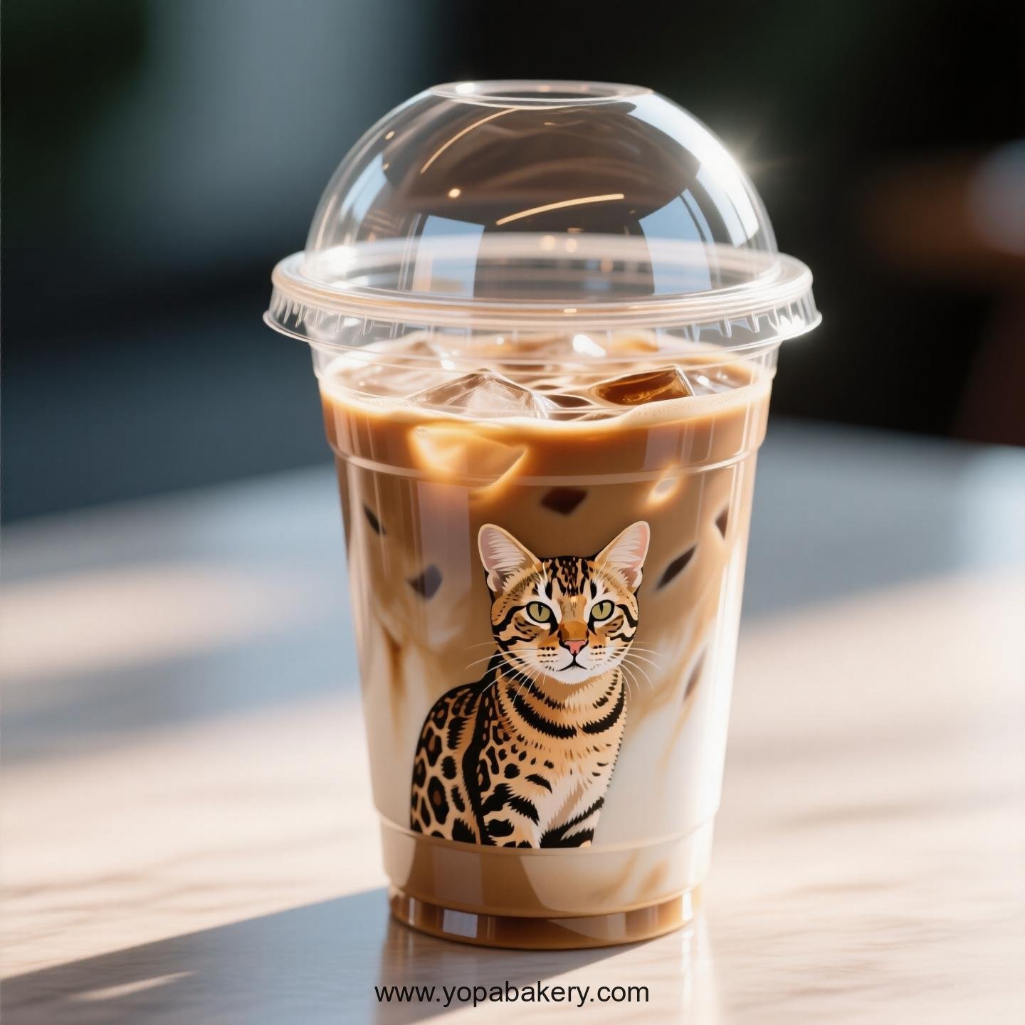 Serengeti cat Themed Clear Plastic Cups - Disposable PP & PET Coffee Cups with Lids