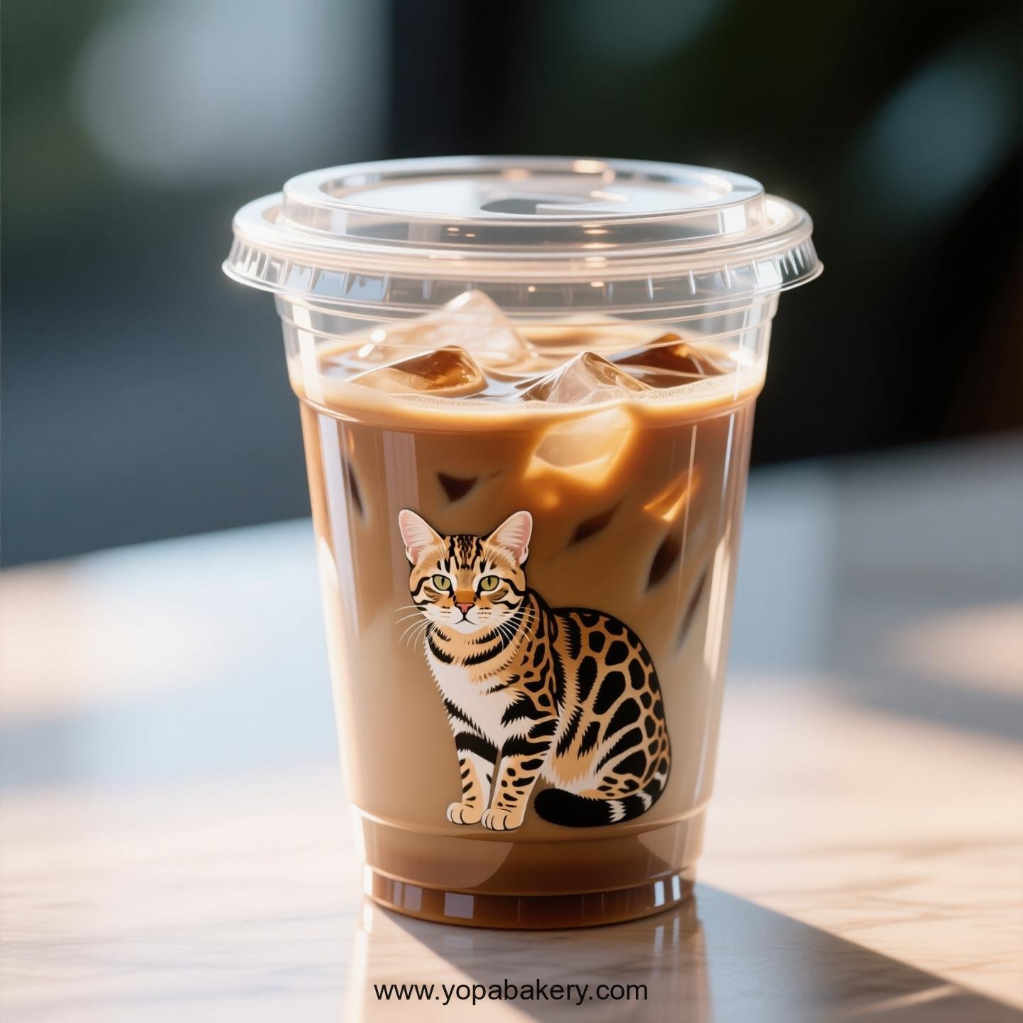 Serengeti cat Themed Clear Plastic Cups - Disposable PP & PET Coffee Cups with Lids