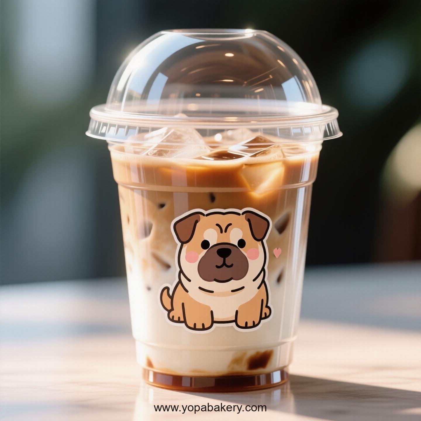 Shar Pei Dog Themed Clear Plastic Cups - Disposable PP & PET Coffee Cups with Lids