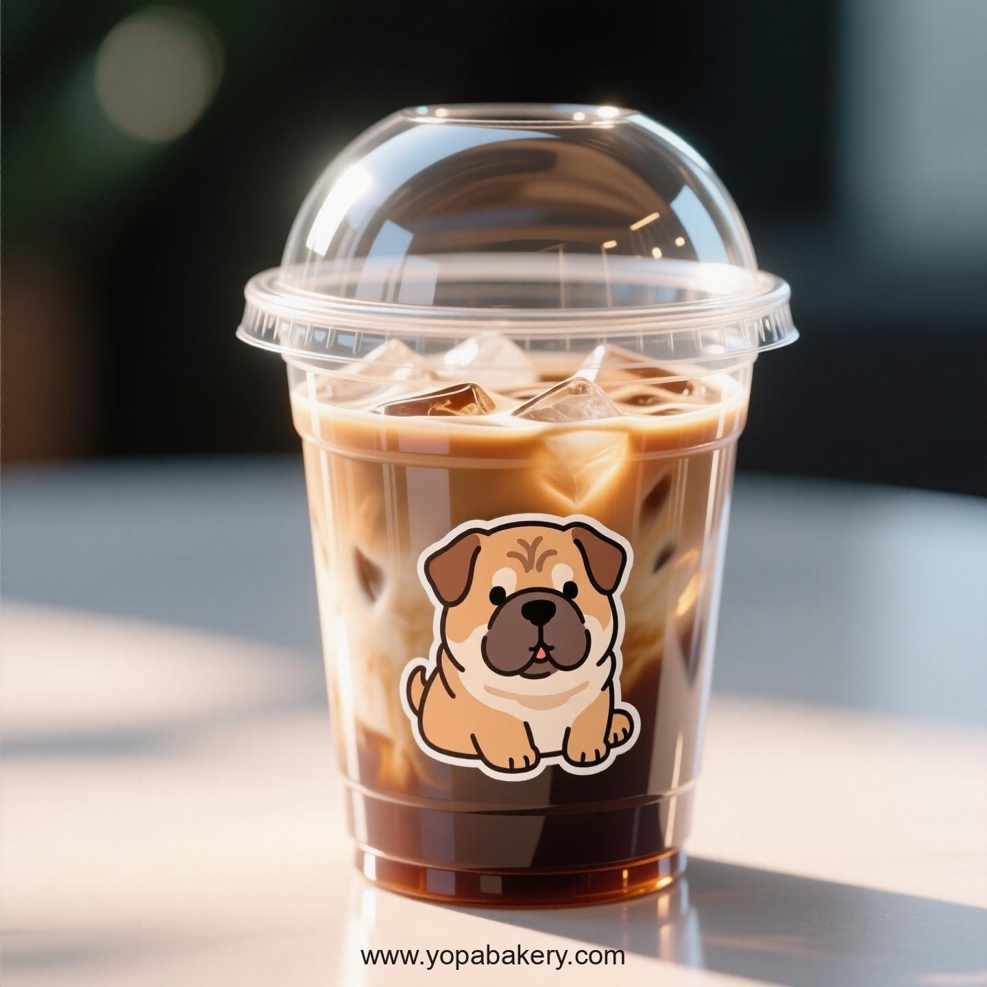 Shar Pei Dog Themed Clear Plastic Cups - Disposable PP & PET Coffee Cups with Lids