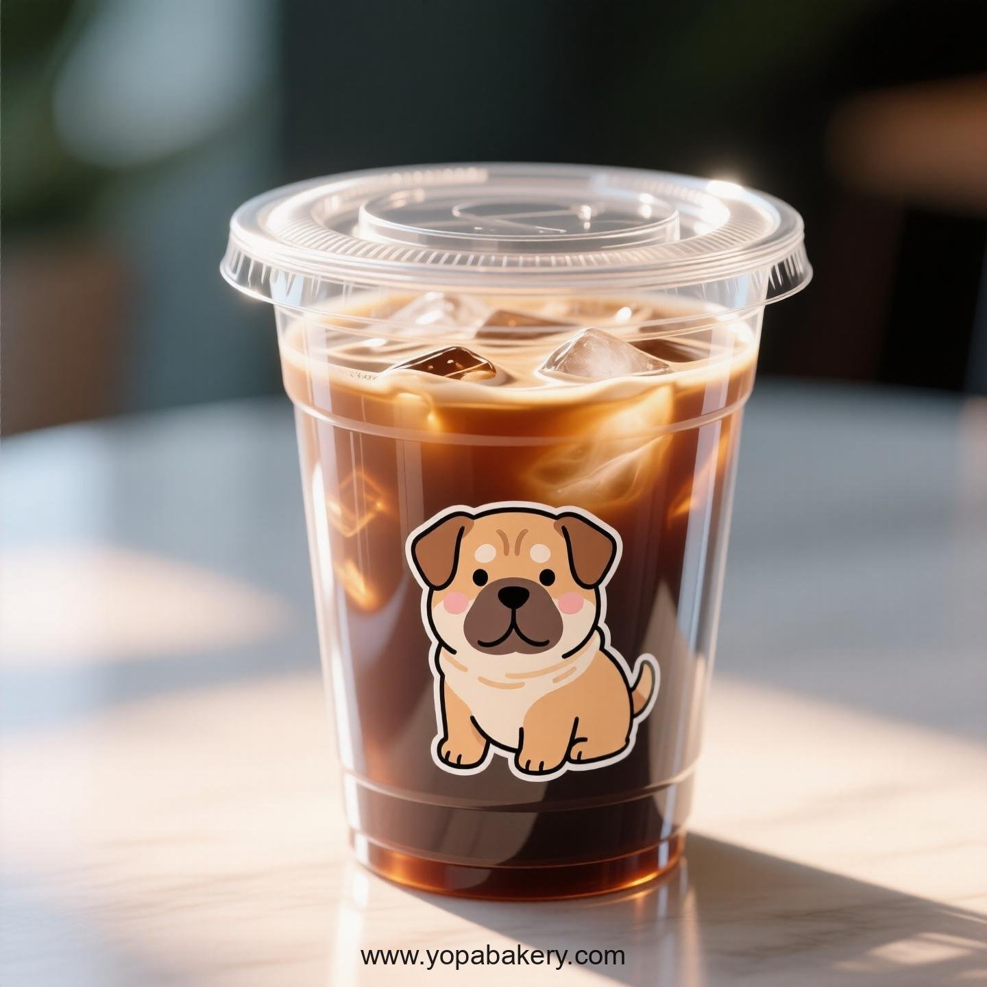 Shar Pei Dog Themed Clear Plastic Cups - Disposable PP & PET Coffee Cups with Lids