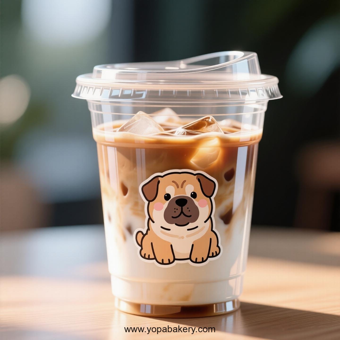 Shar Pei Dog Themed Clear Plastic Cups - Disposable PP & PET Coffee Cups with Lids