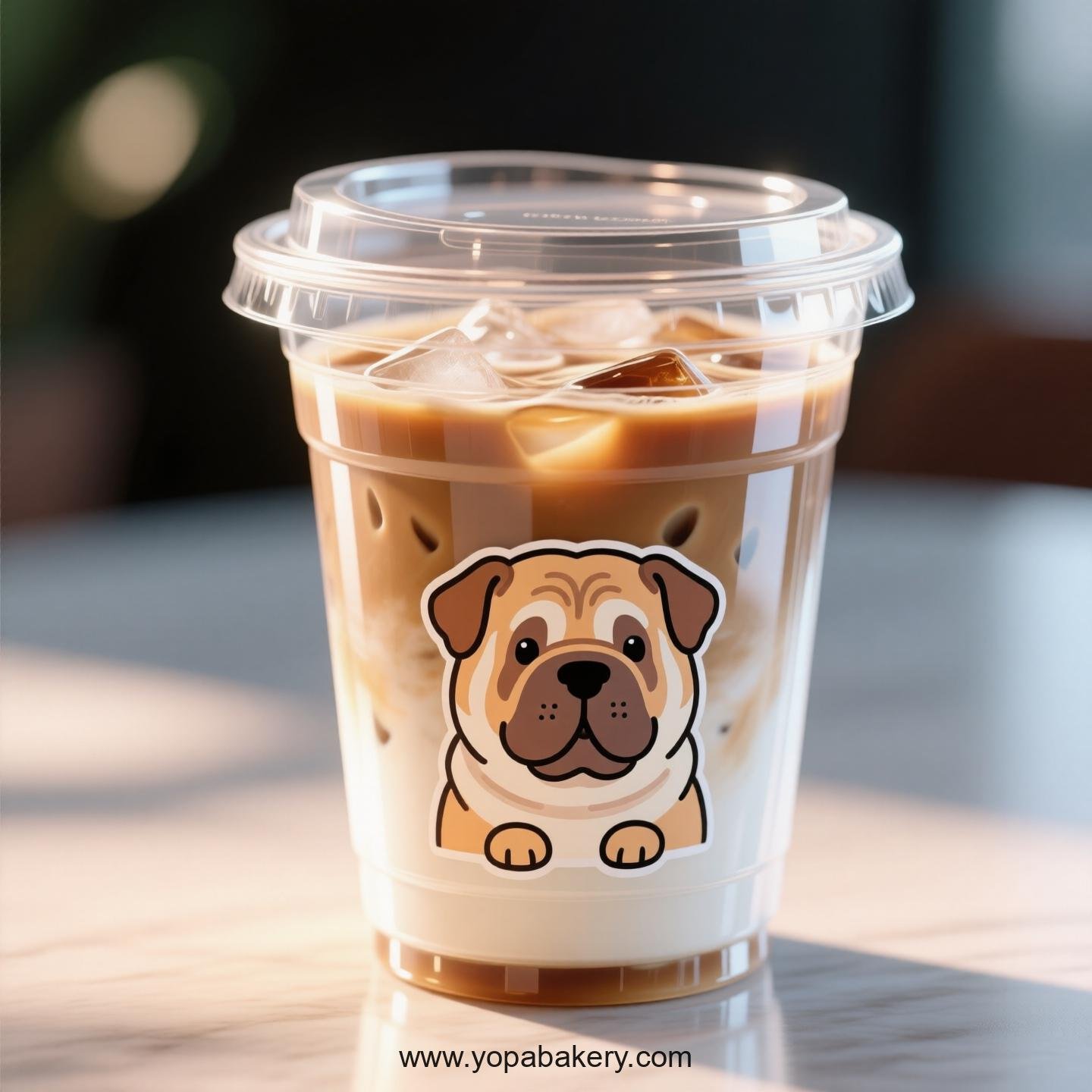 Shar Pei Dog Themed Clear Plastic Cups - Disposable PP & PET Coffee Cups with Lids