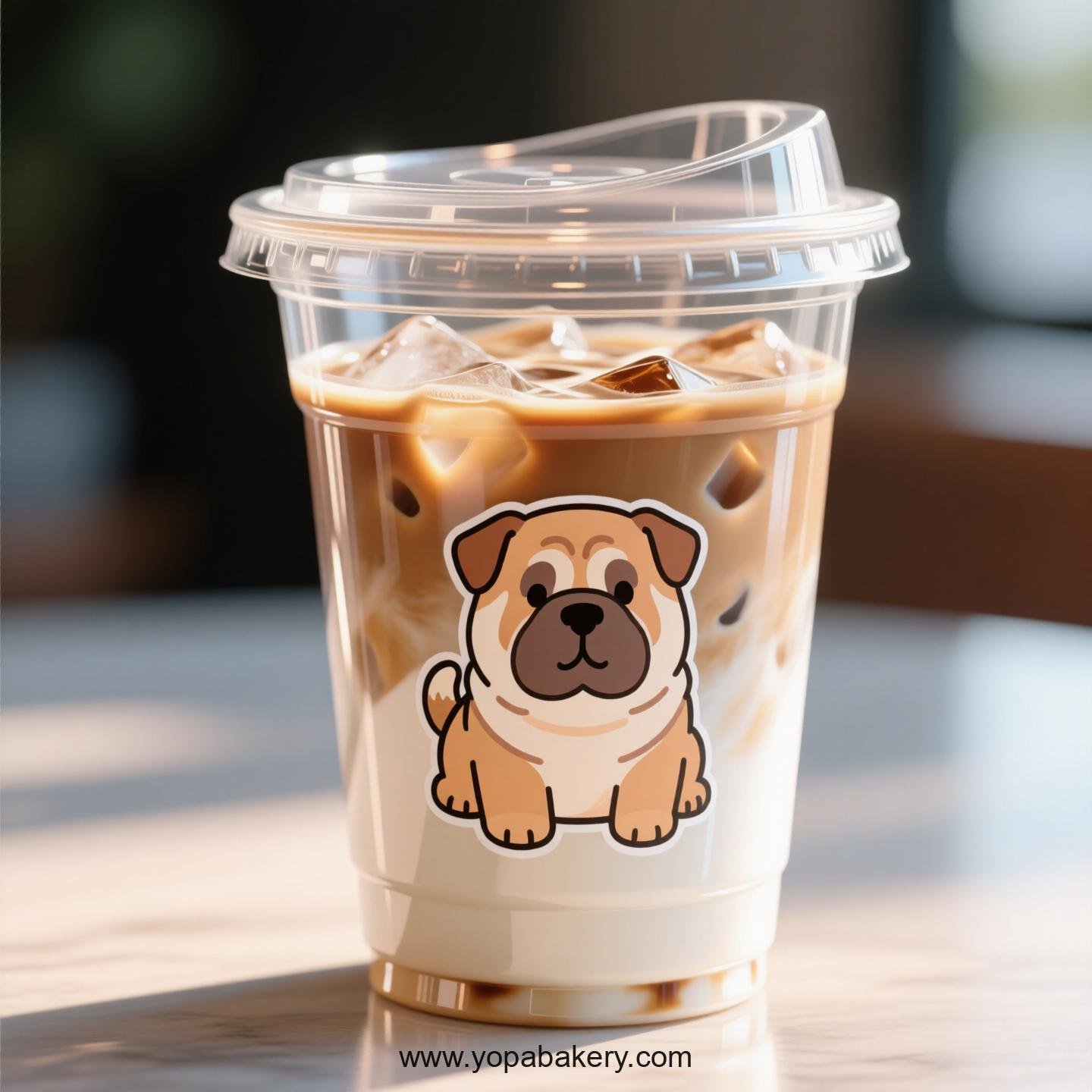 Shar Pei Dog Themed Clear Plastic Cups - Disposable PP & PET Coffee Cups with Lids