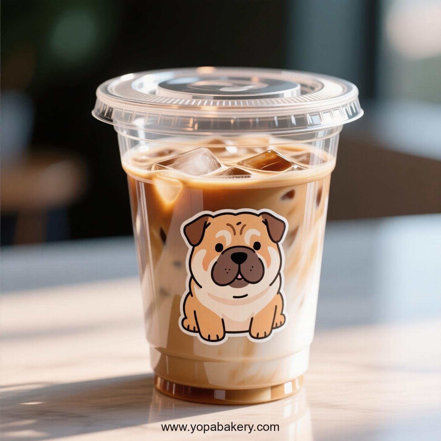 Shar Pei Dog Themed Clear Plastic Cups - Disposable PP & PET Coffee Cups with Lids