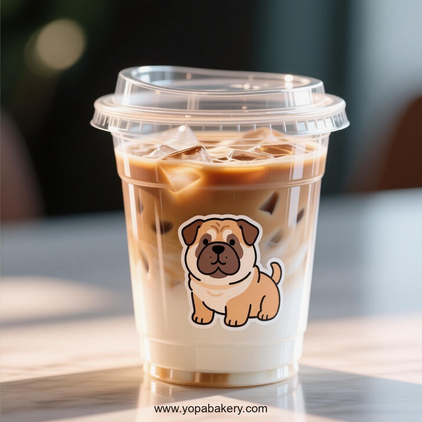 Shar Pei Dog Themed Clear Plastic Cups - Disposable PP & PET Coffee Cups with Lids