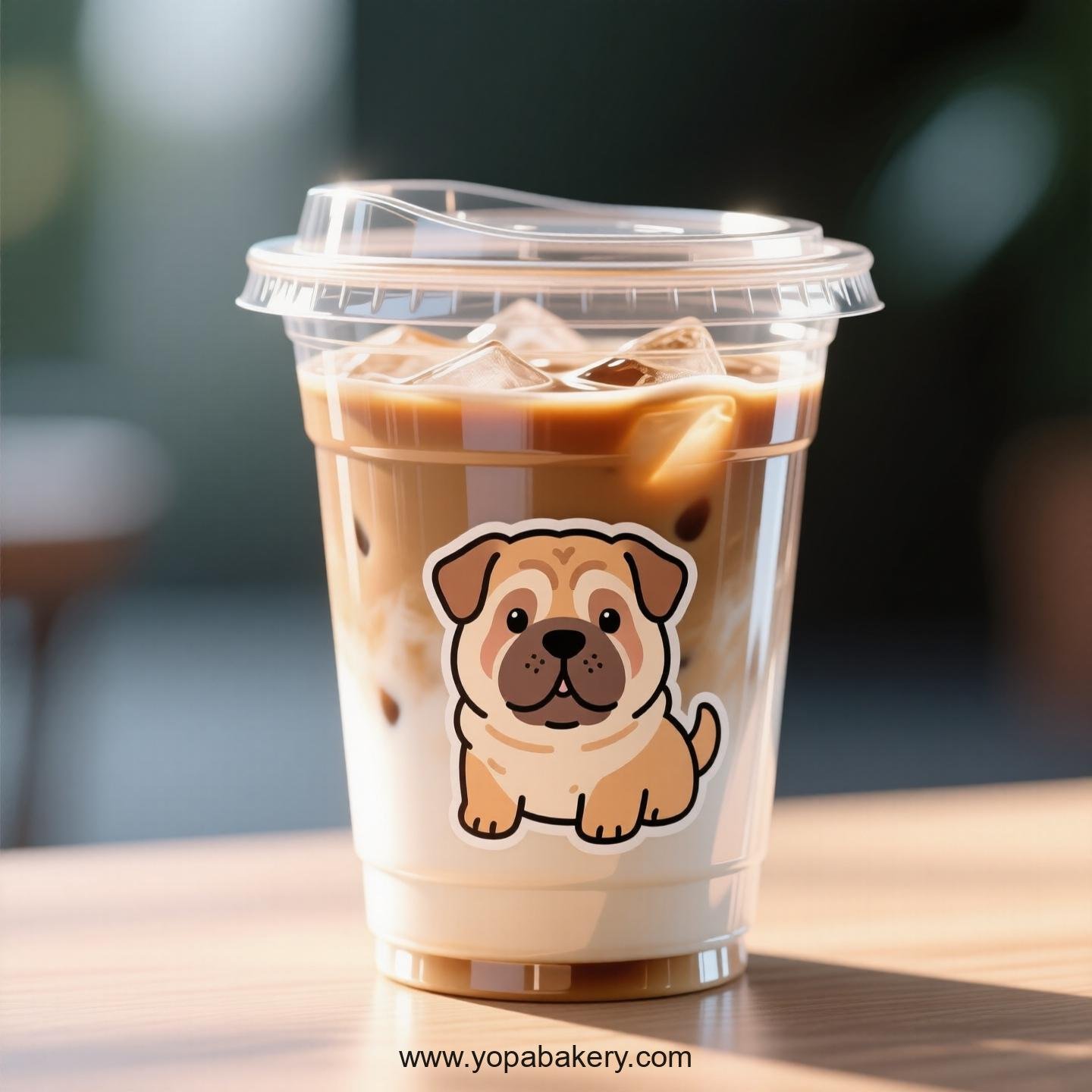 Shar Pei Dog Themed Clear Plastic Cups - Disposable PP & PET Coffee Cups with Lids