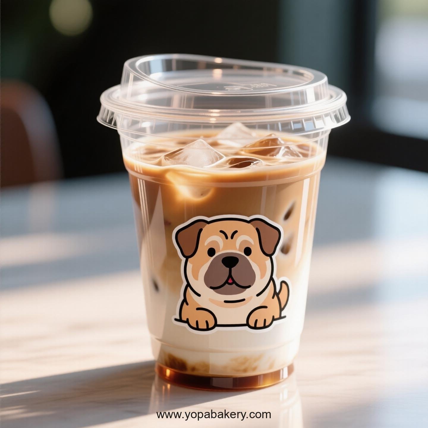 Shar Pei Dog Themed Clear Plastic Cups - Disposable PP & PET Coffee Cups with Lids