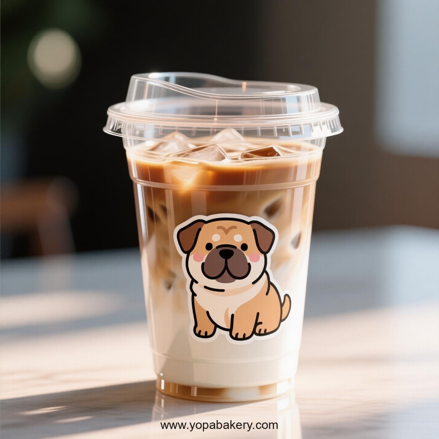 Shar Pei Dog Themed Clear Plastic Cups - Disposable PP & PET Coffee Cups with Lids