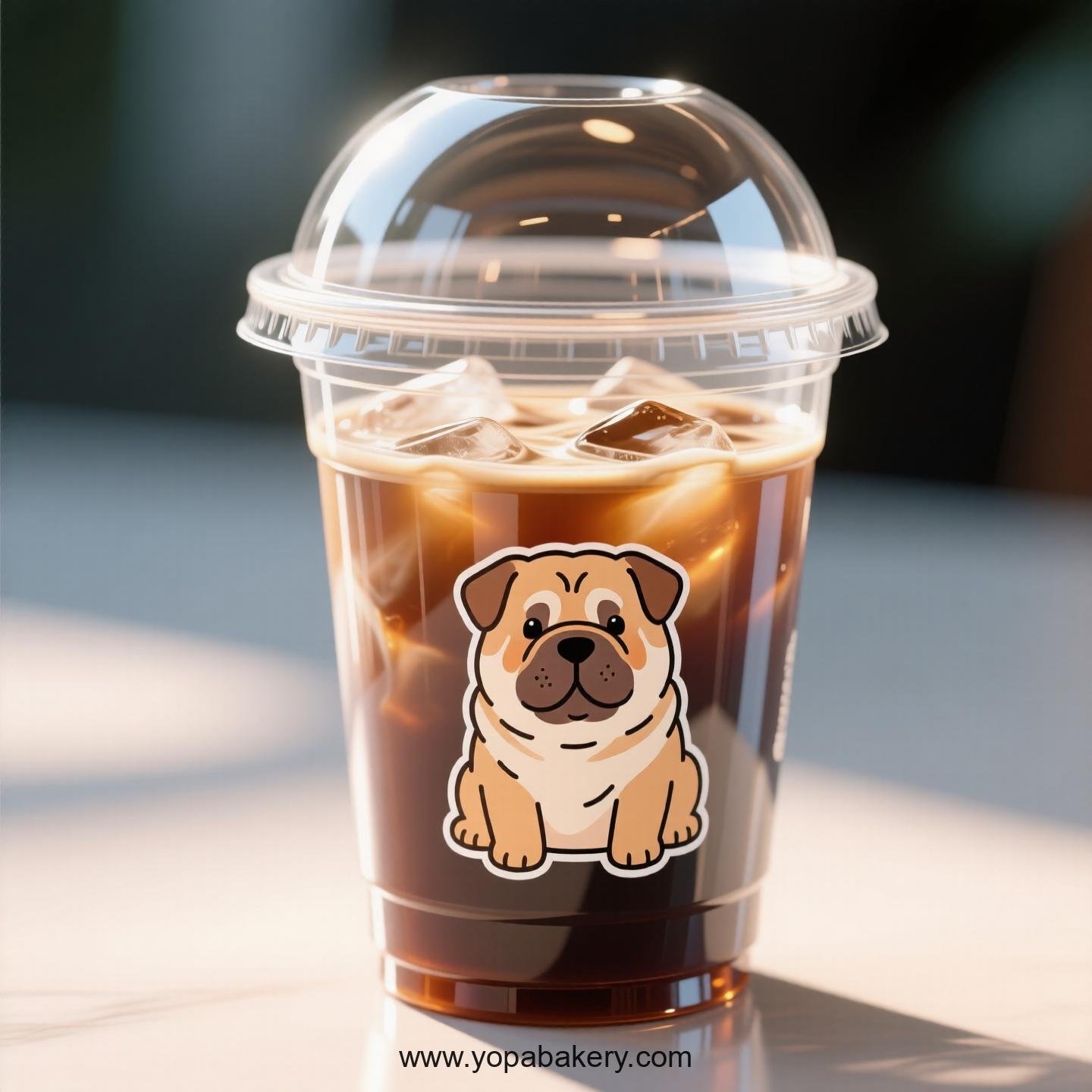 Shar Pei Dog Themed Clear Plastic Cups - Disposable PP & PET Coffee Cups with Lids