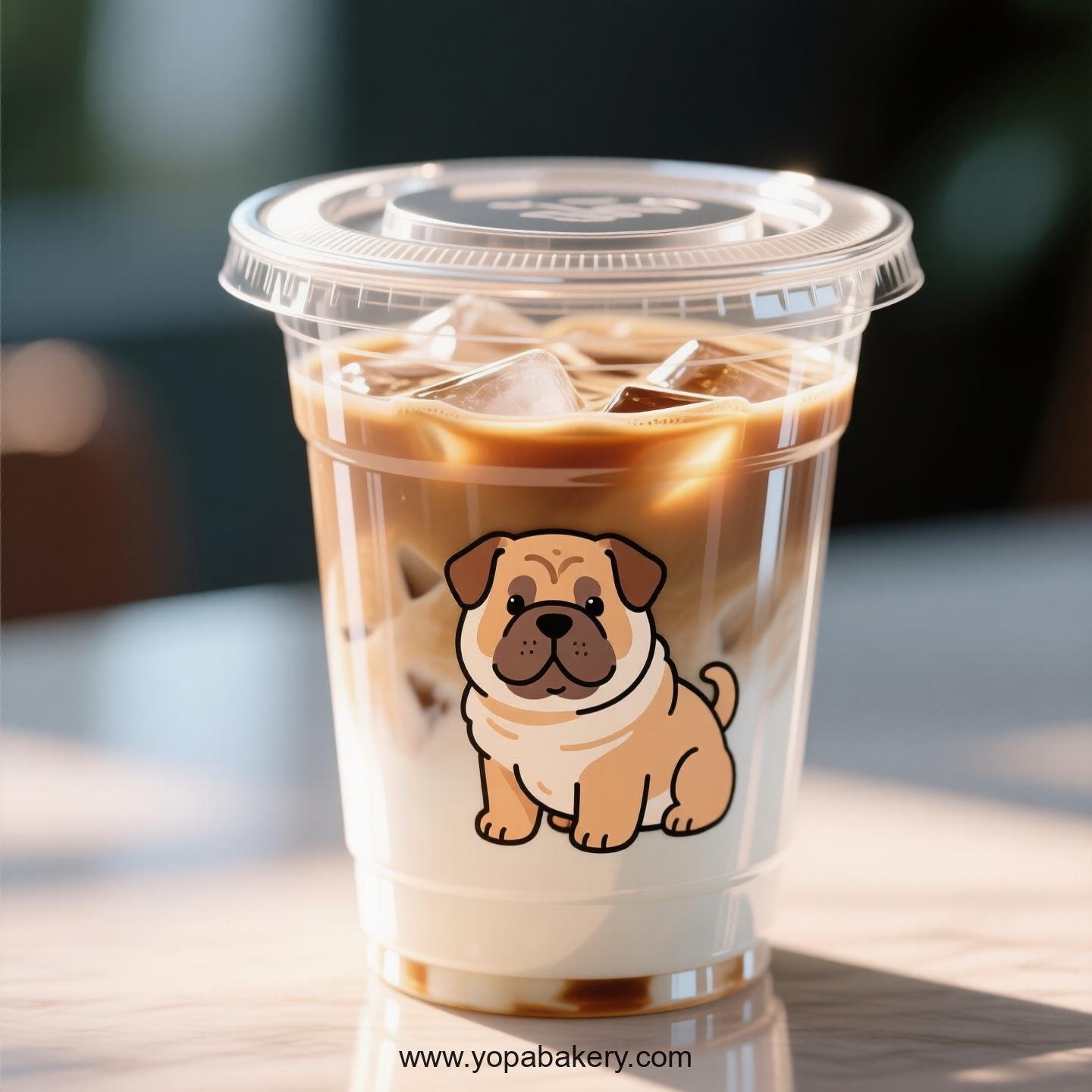 Shar Pei Dog Themed Clear Plastic Cups - Disposable PP & PET Coffee Cups with Lids