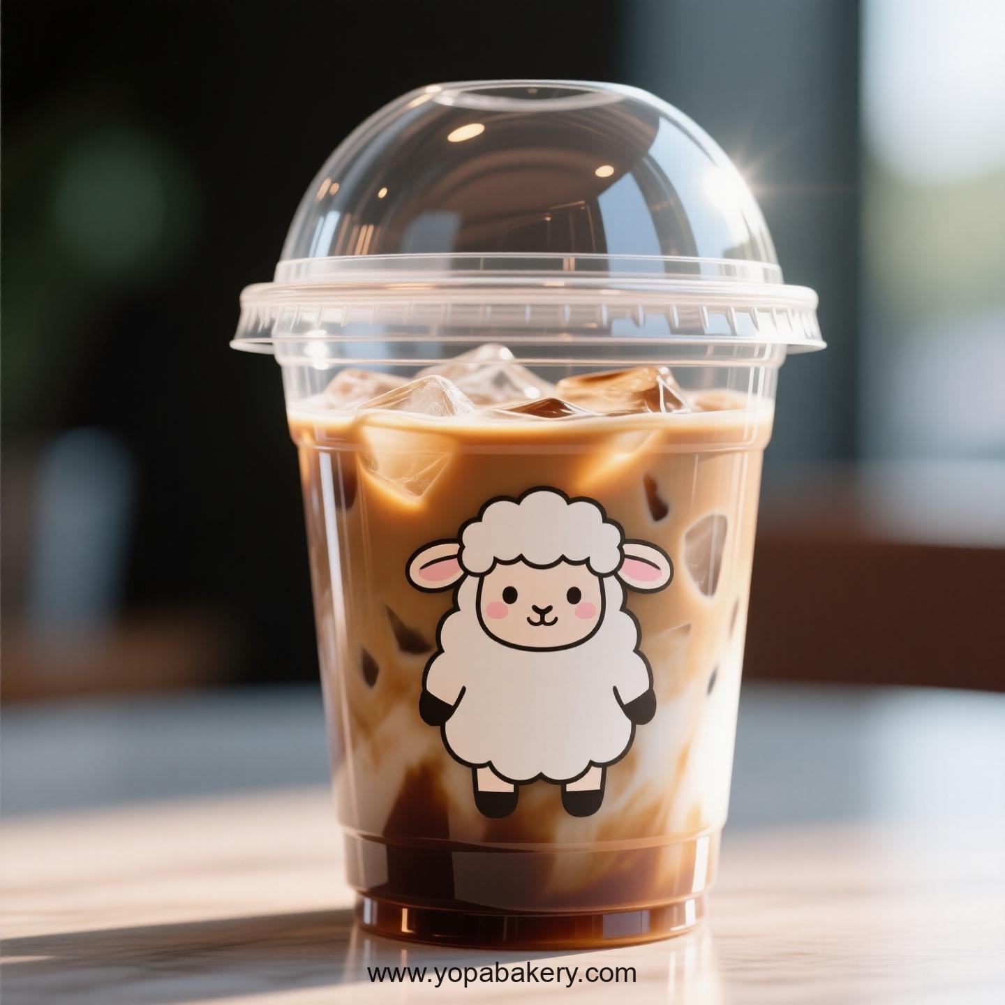 Sheep Themed Clear Plastic Cups - Disposable PP & PET Coffee Cups with Lids