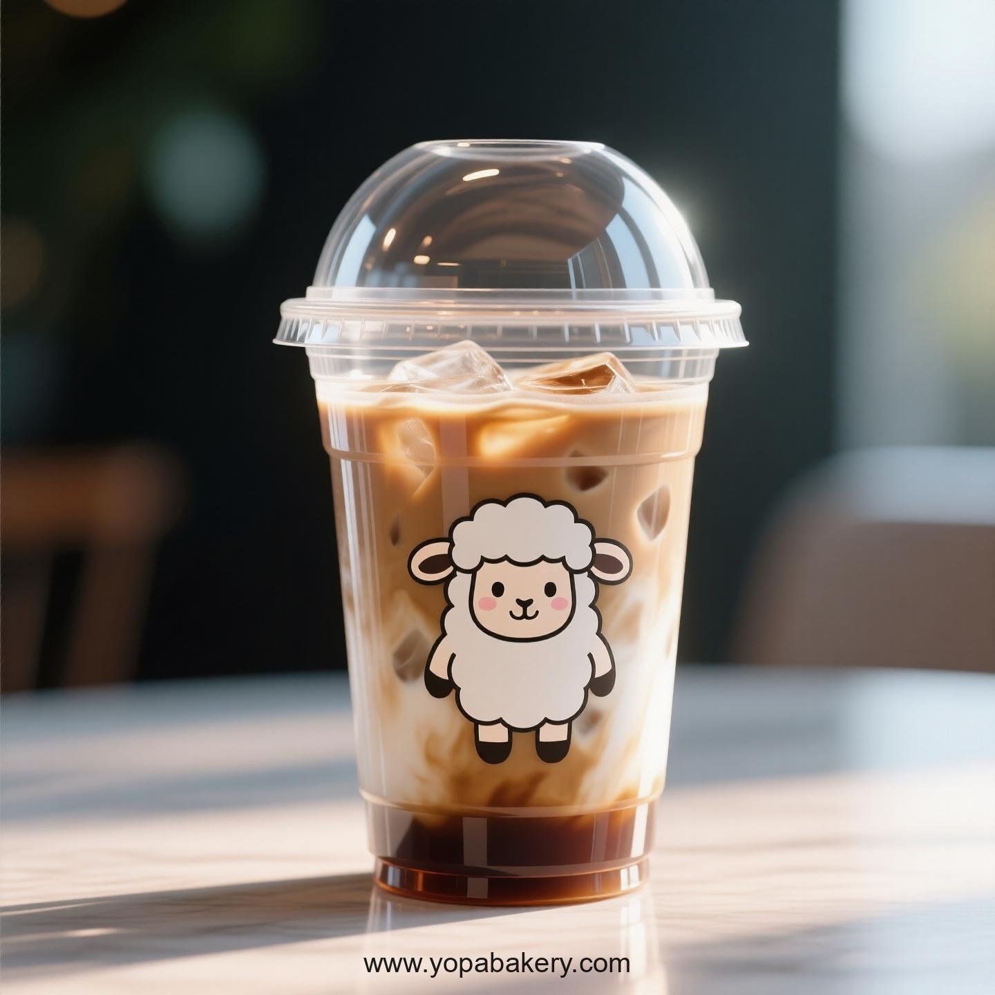 Sheep Themed Clear Plastic Cups - Disposable PP & PET Coffee Cups with Lids