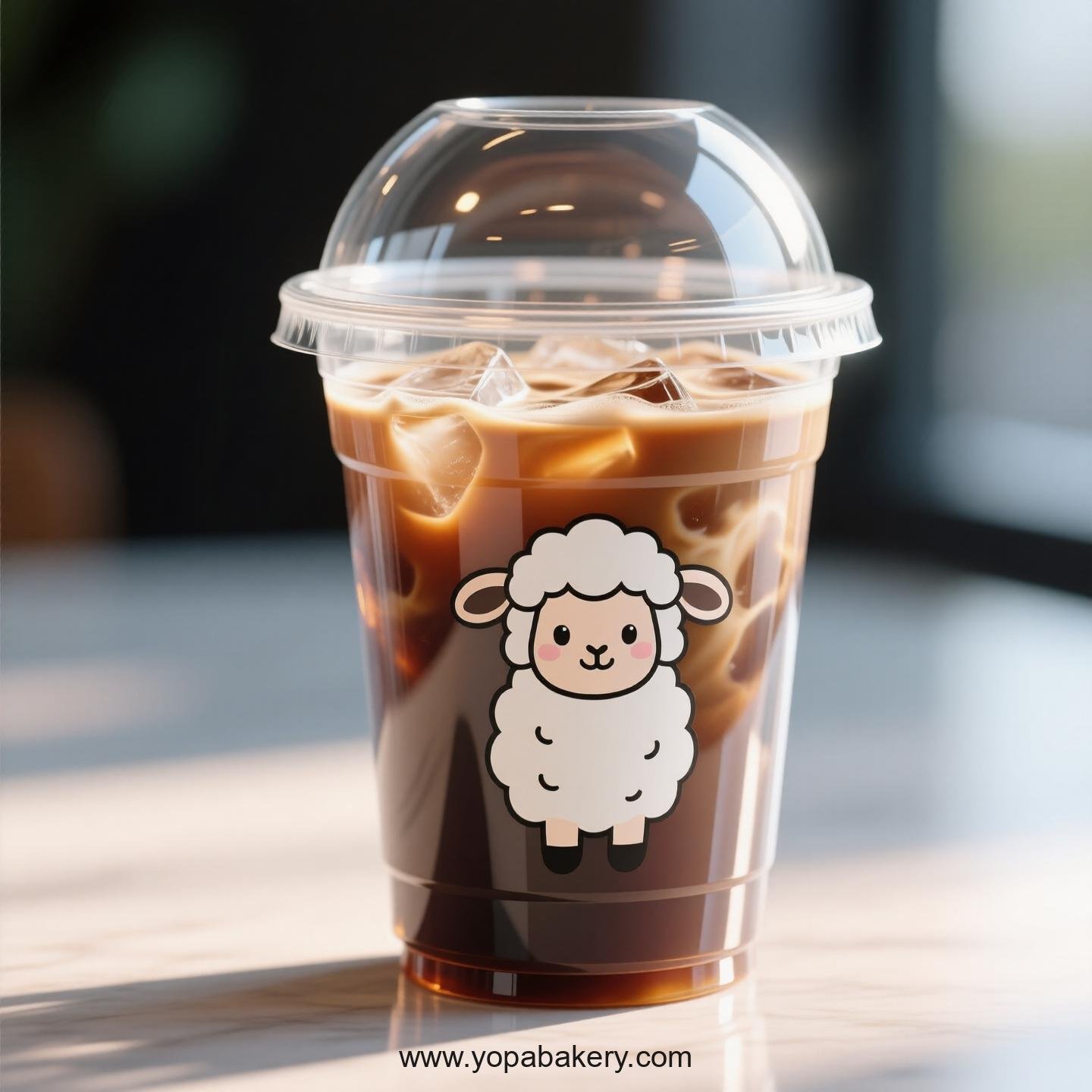 Sheep Themed Clear Plastic Cups - Disposable PP & PET Coffee Cups with Lids