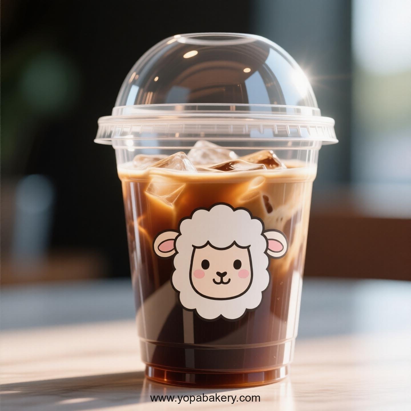 Sheep Themed Clear Plastic Cups - Disposable PP & PET Coffee Cups with Lids