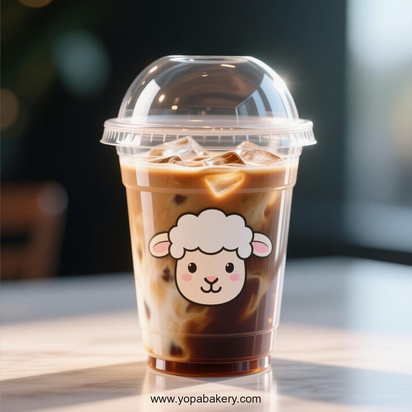 Sheep Themed Clear Plastic Cups - Disposable PP & PET Coffee Cups with Lids