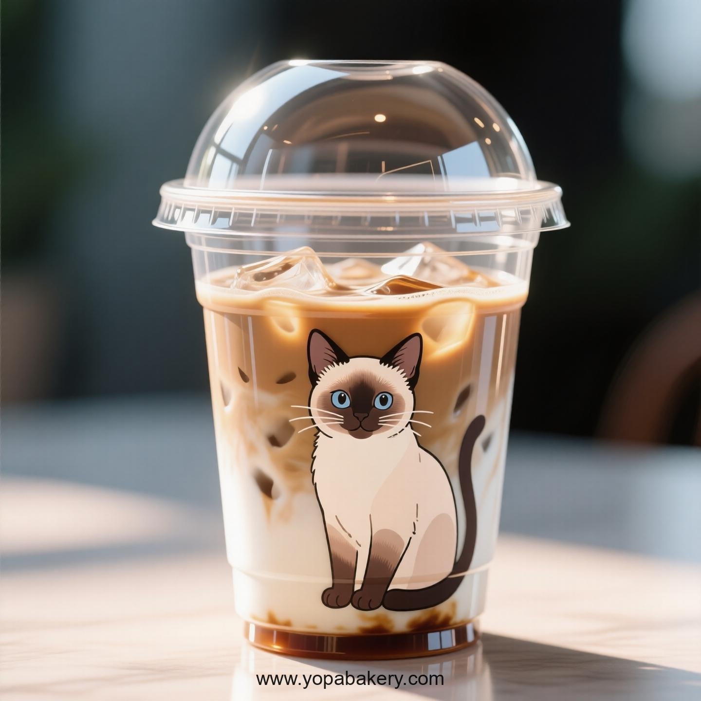 Siamese cat Themed Clear Plastic Cups - Disposable PP & PET Coffee Cups with Lids