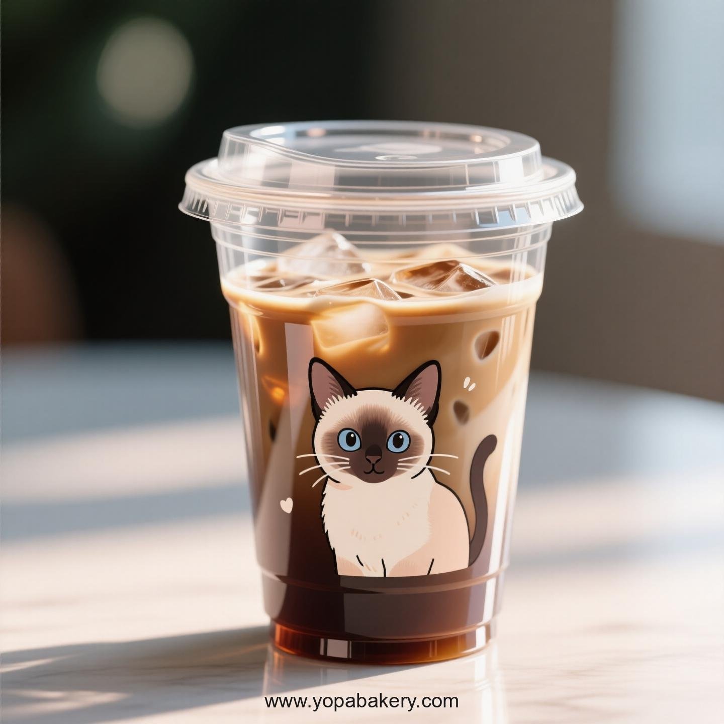 Siamese cat Themed Clear Plastic Cups - Disposable PP & PET Coffee Cups with Lids