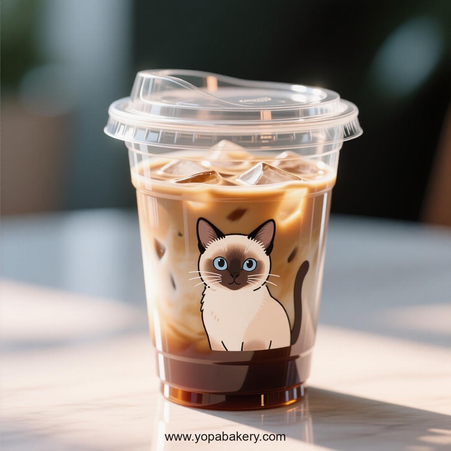 Siamese cat Themed Clear Plastic Cups - Disposable PP & PET Coffee Cups with Lids