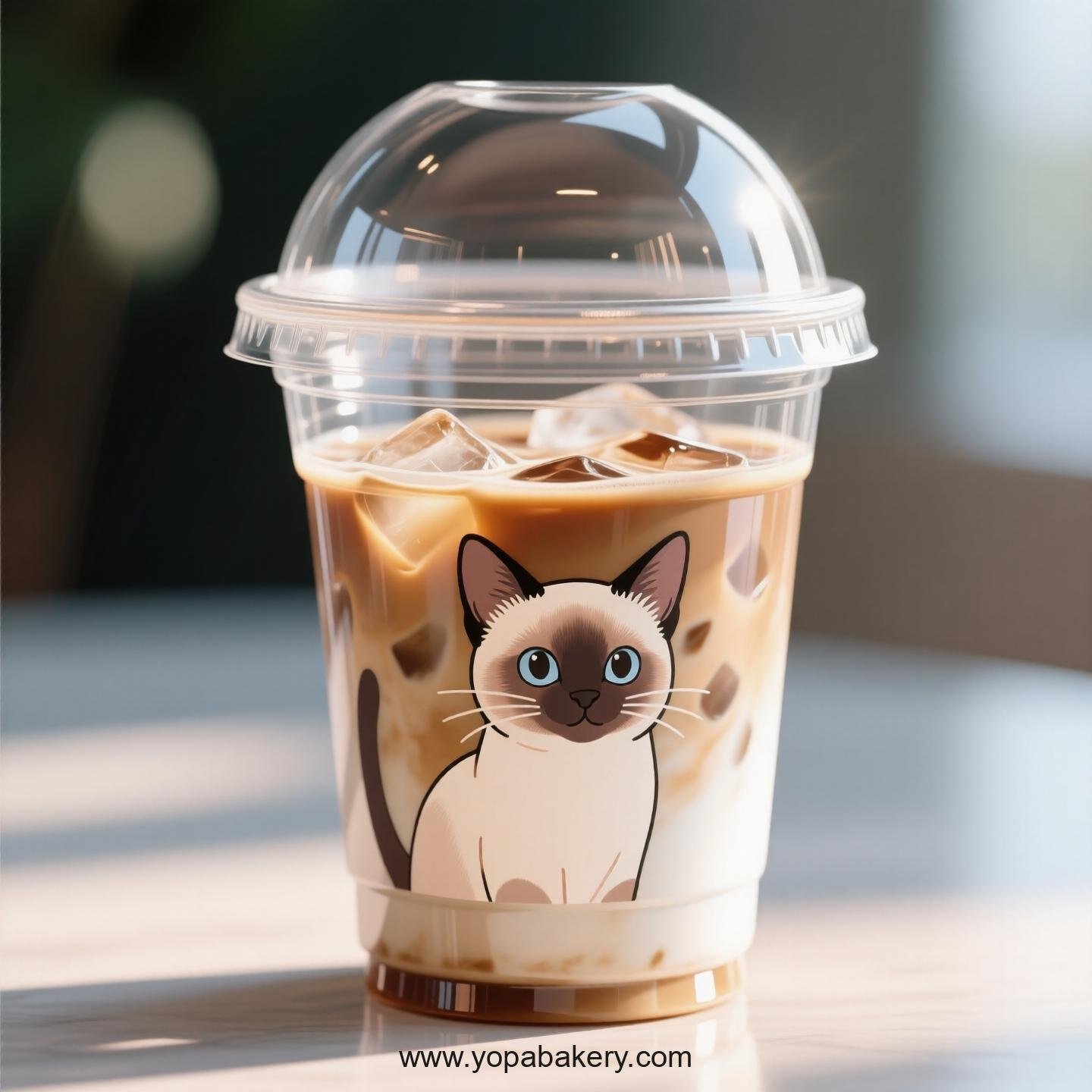 Siamese cat Themed Clear Plastic Cups - Disposable PP & PET Coffee Cups with Lids