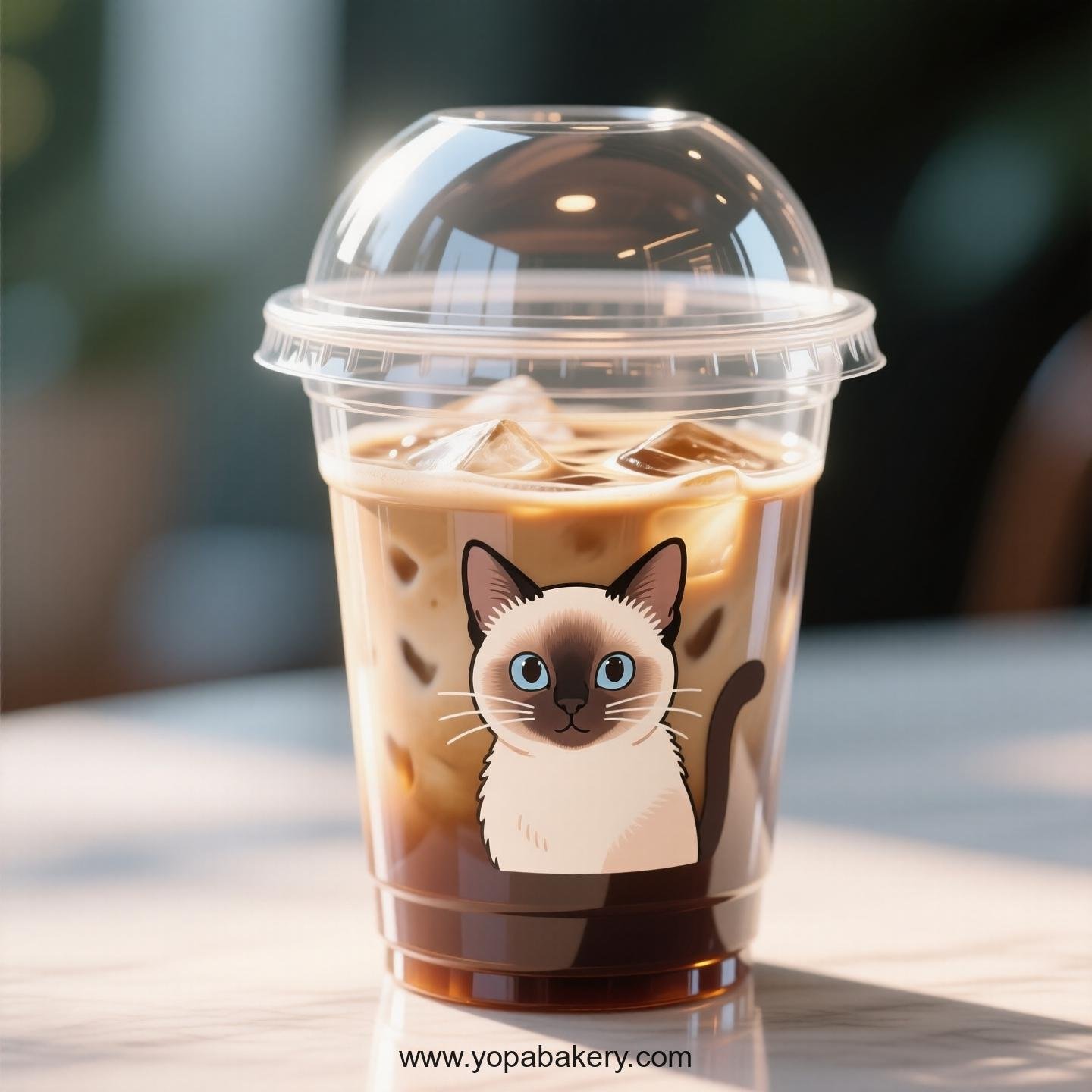 Siamese cat Themed Clear Plastic Cups - Disposable PP & PET Coffee Cups with Lids
