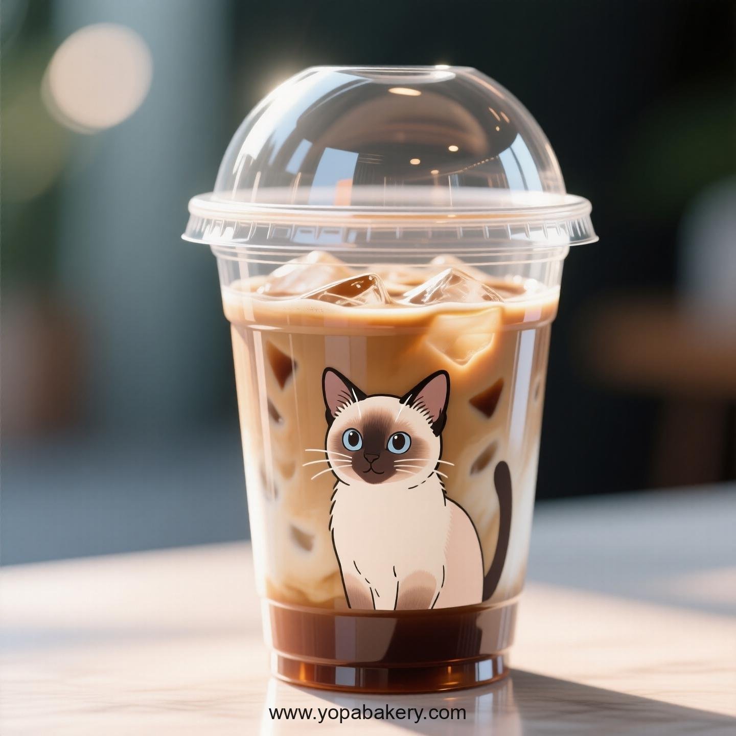 Siamese cat Themed Clear Plastic Cups - Disposable PP & PET Coffee Cups with Lids