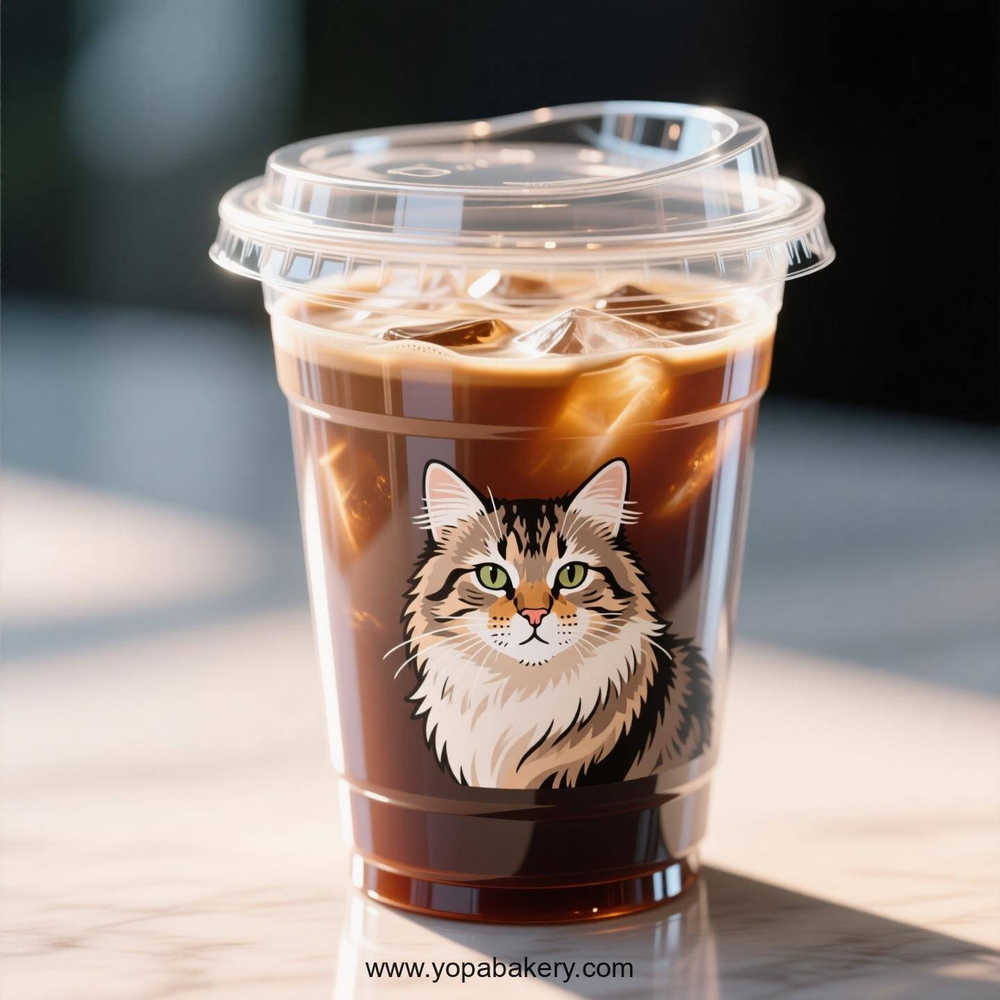 Siberian cat Themed Clear Plastic Cups - Disposable PP & PET Coffee Cups with Lids