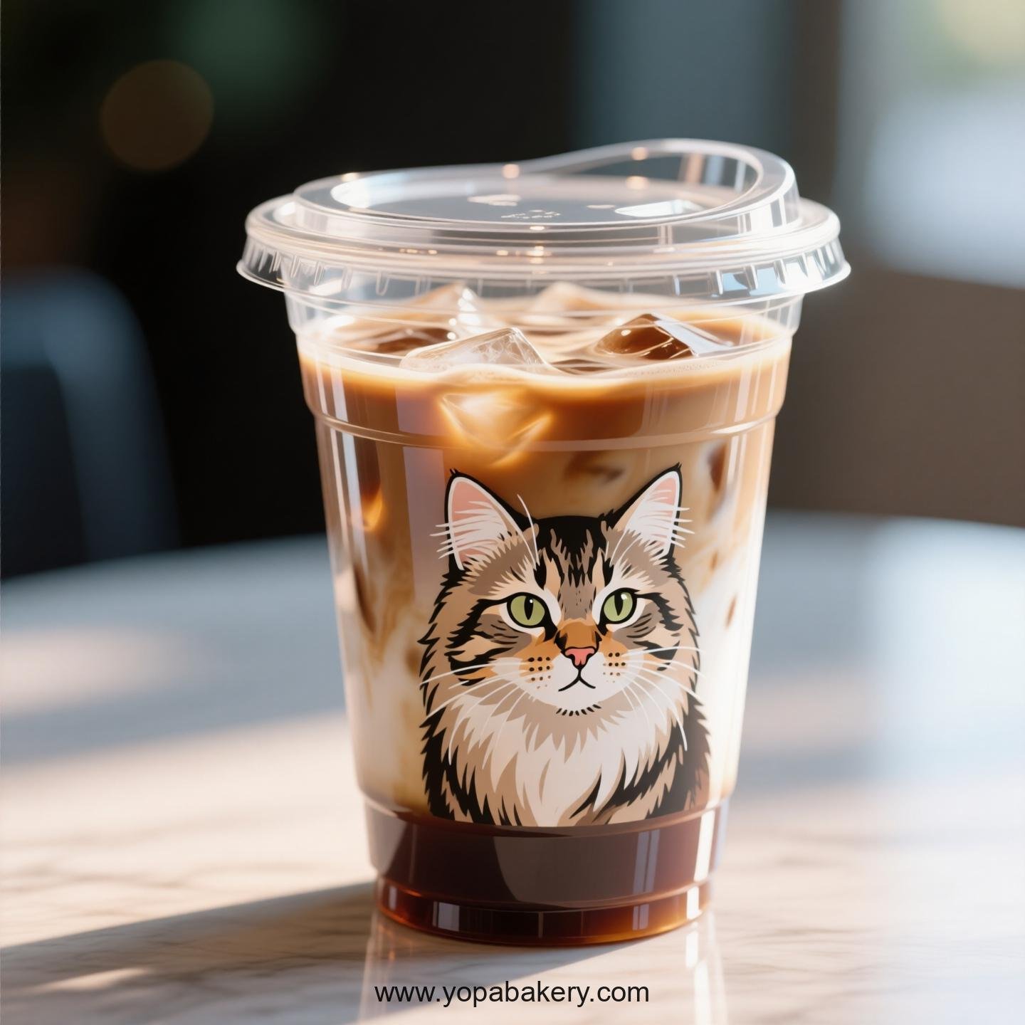 Siberian cat Themed Clear Plastic Cups - Disposable PP & PET Coffee Cups with Lids