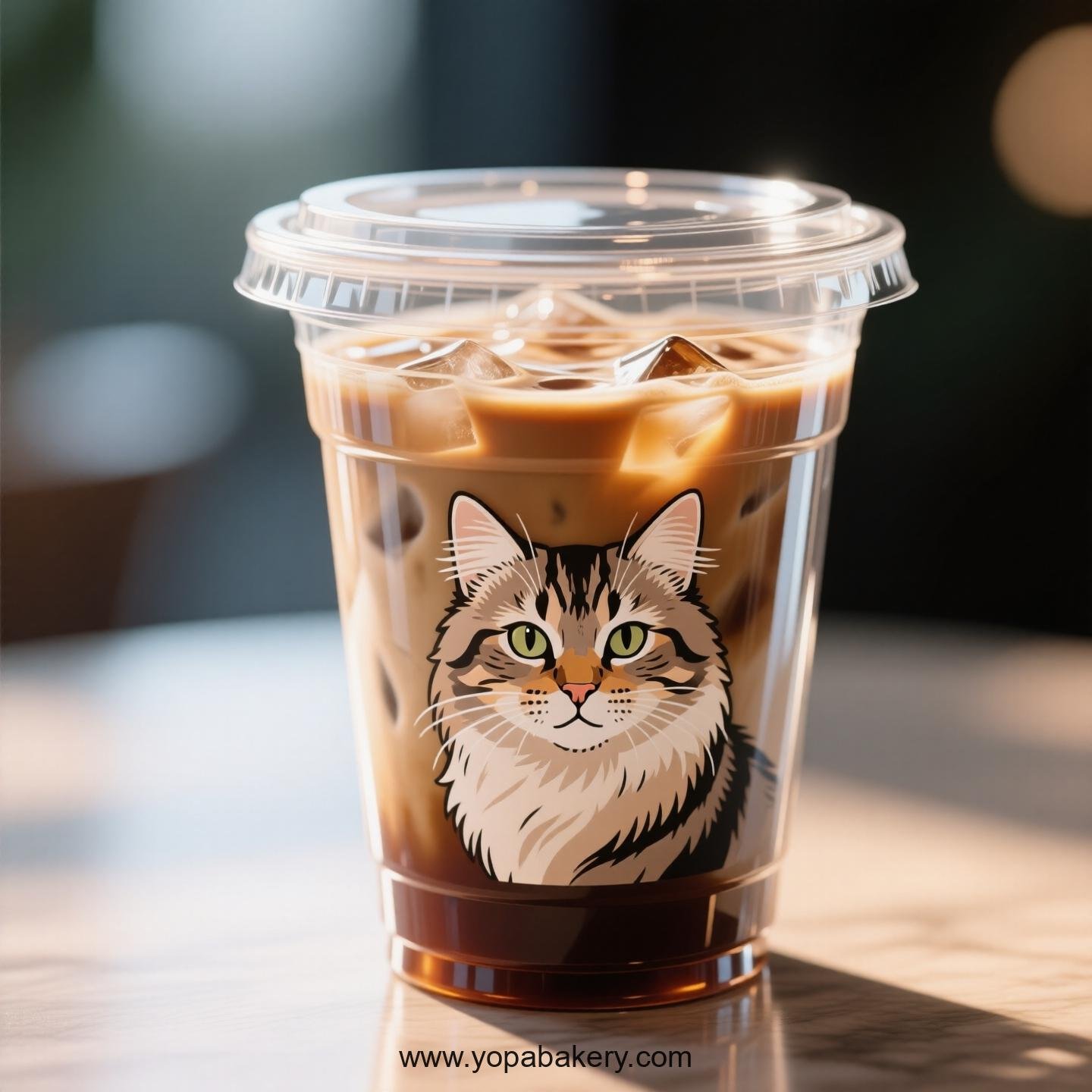 Siberian cat Themed Clear Plastic Cups - Disposable PP & PET Coffee Cups with Lids