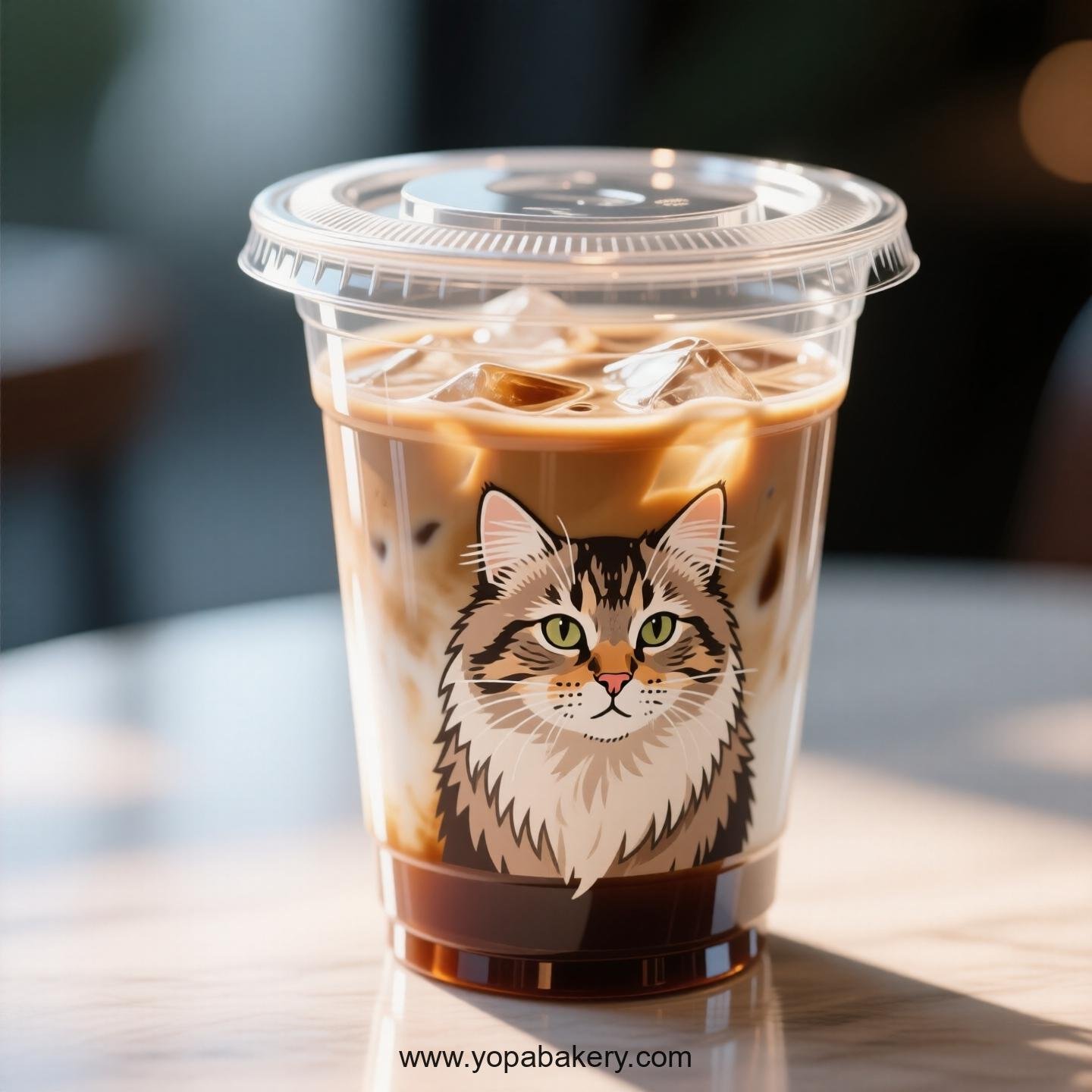 Siberian cat Themed Clear Plastic Cups - Disposable PP & PET Coffee Cups with Lids