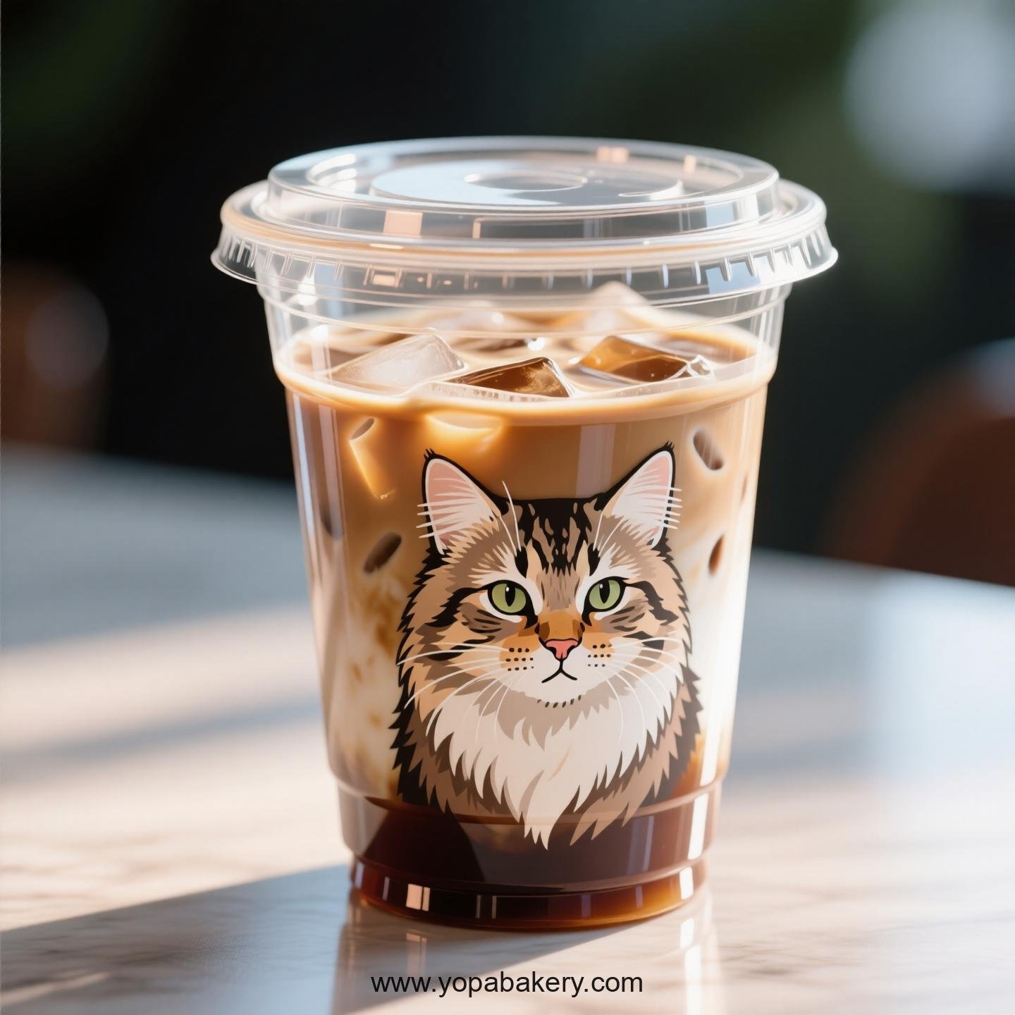 Siberian cat Themed Clear Plastic Cups - Disposable PP & PET Coffee Cups with Lids