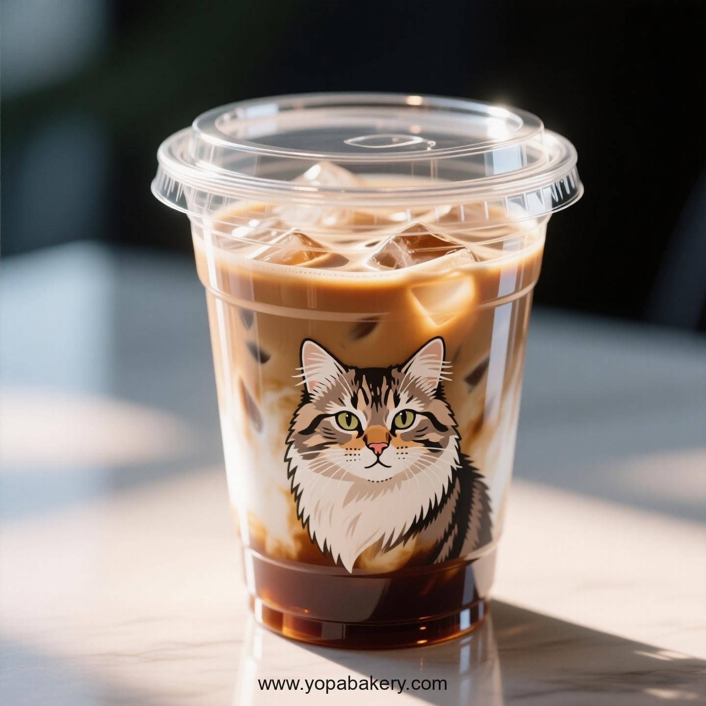 Siberian cat Themed Clear Plastic Cups - Disposable PP & PET Coffee Cups with Lids
