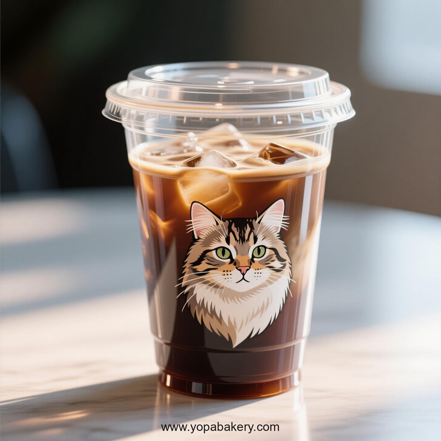Siberian cat Themed Clear Plastic Cups - Disposable PP & PET Coffee Cups with Lids