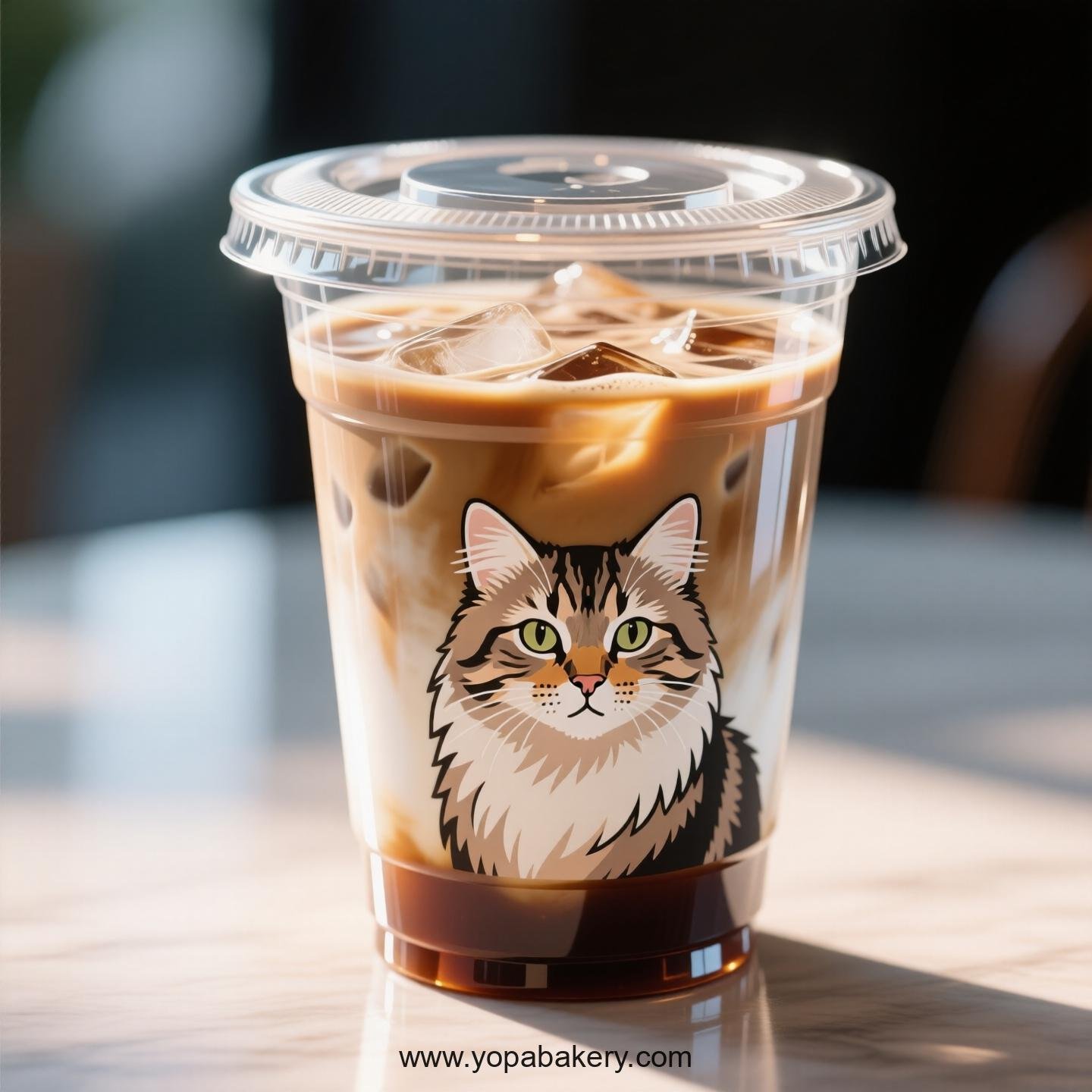 Siberian cat Themed Clear Plastic Cups - Disposable PP & PET Coffee Cups with Lids