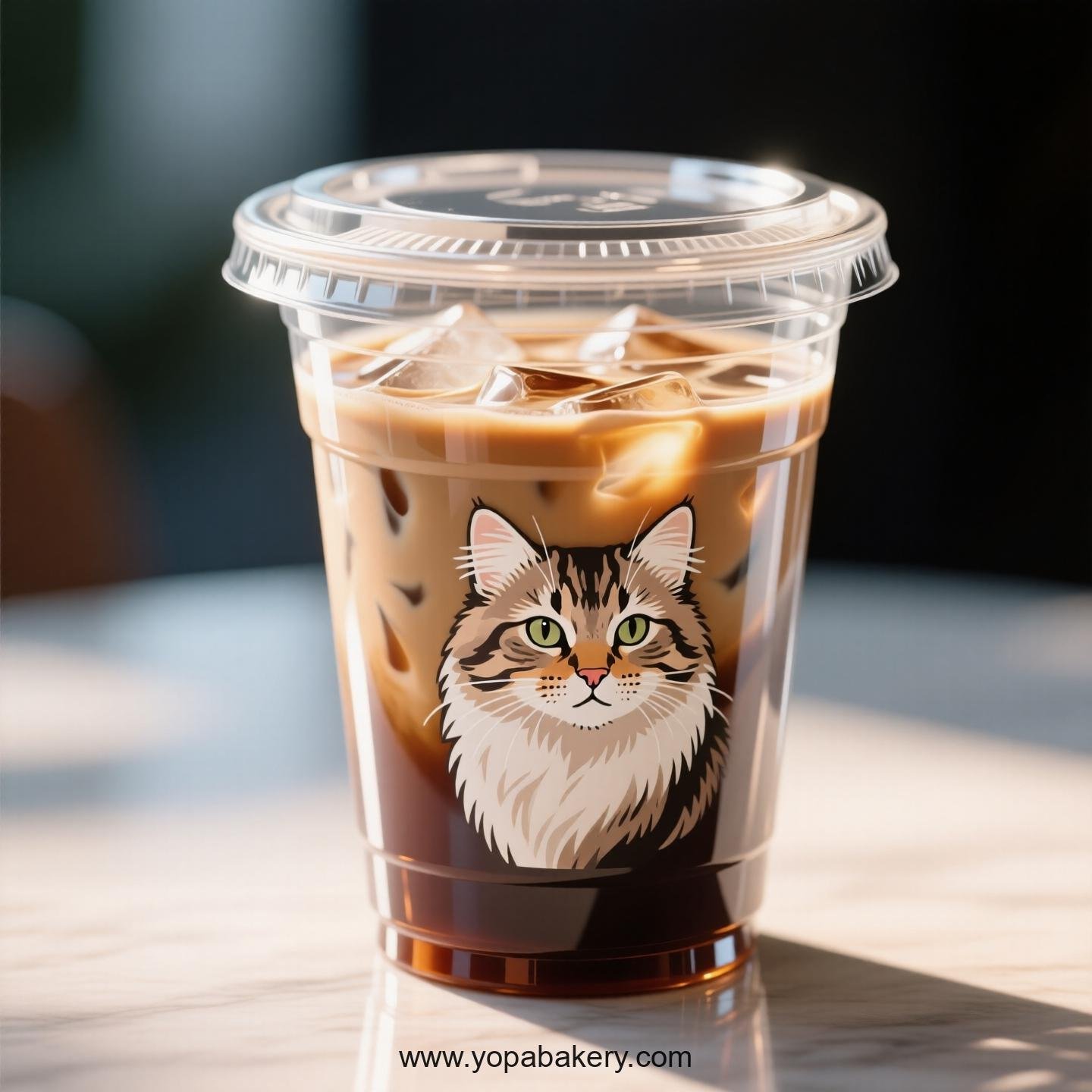 Siberian cat Themed Clear Plastic Cups - Disposable PP & PET Coffee Cups with Lids