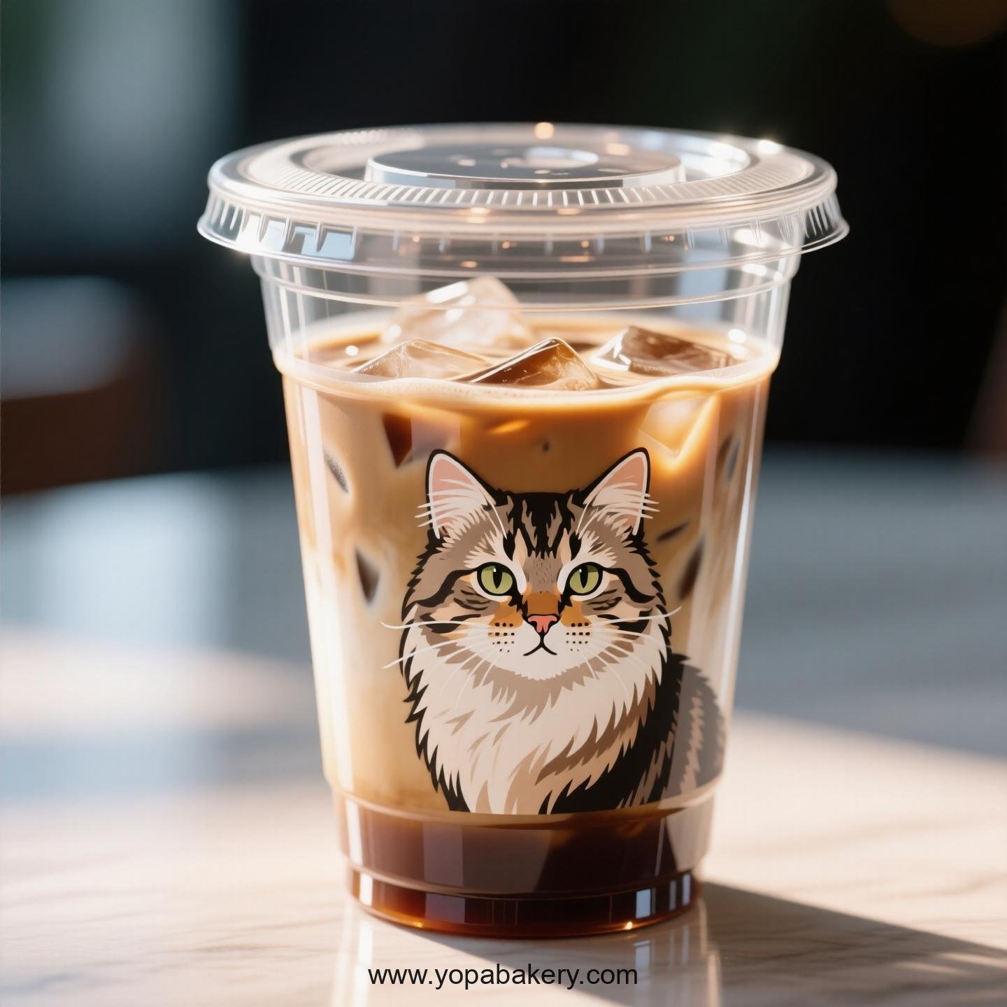 Siberian cat Themed Clear Plastic Cups - Disposable PP & PET Coffee Cups with Lids
